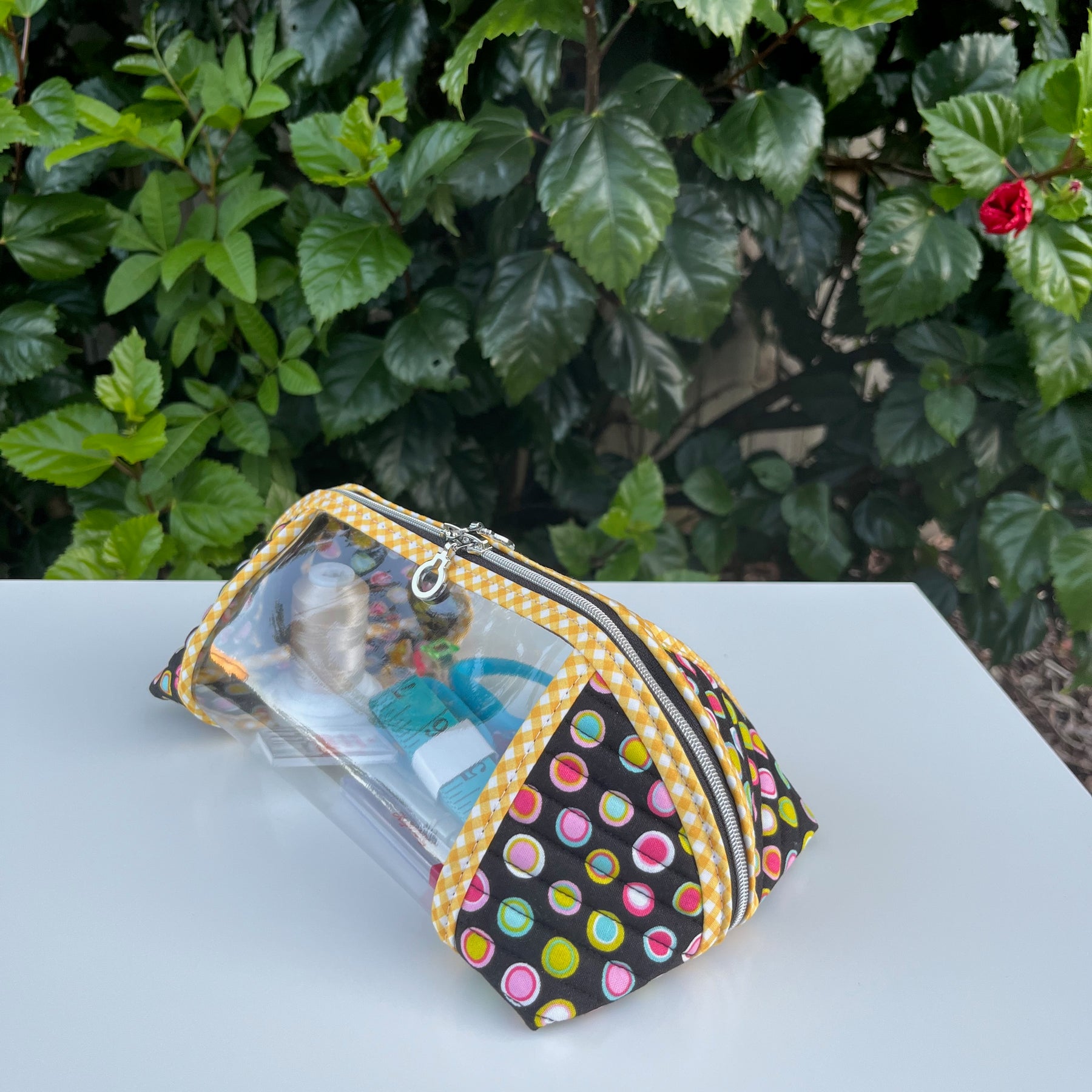 Clearly Trixie pouch - Black Licorice Inner Dots (Me and My Sister Designs)