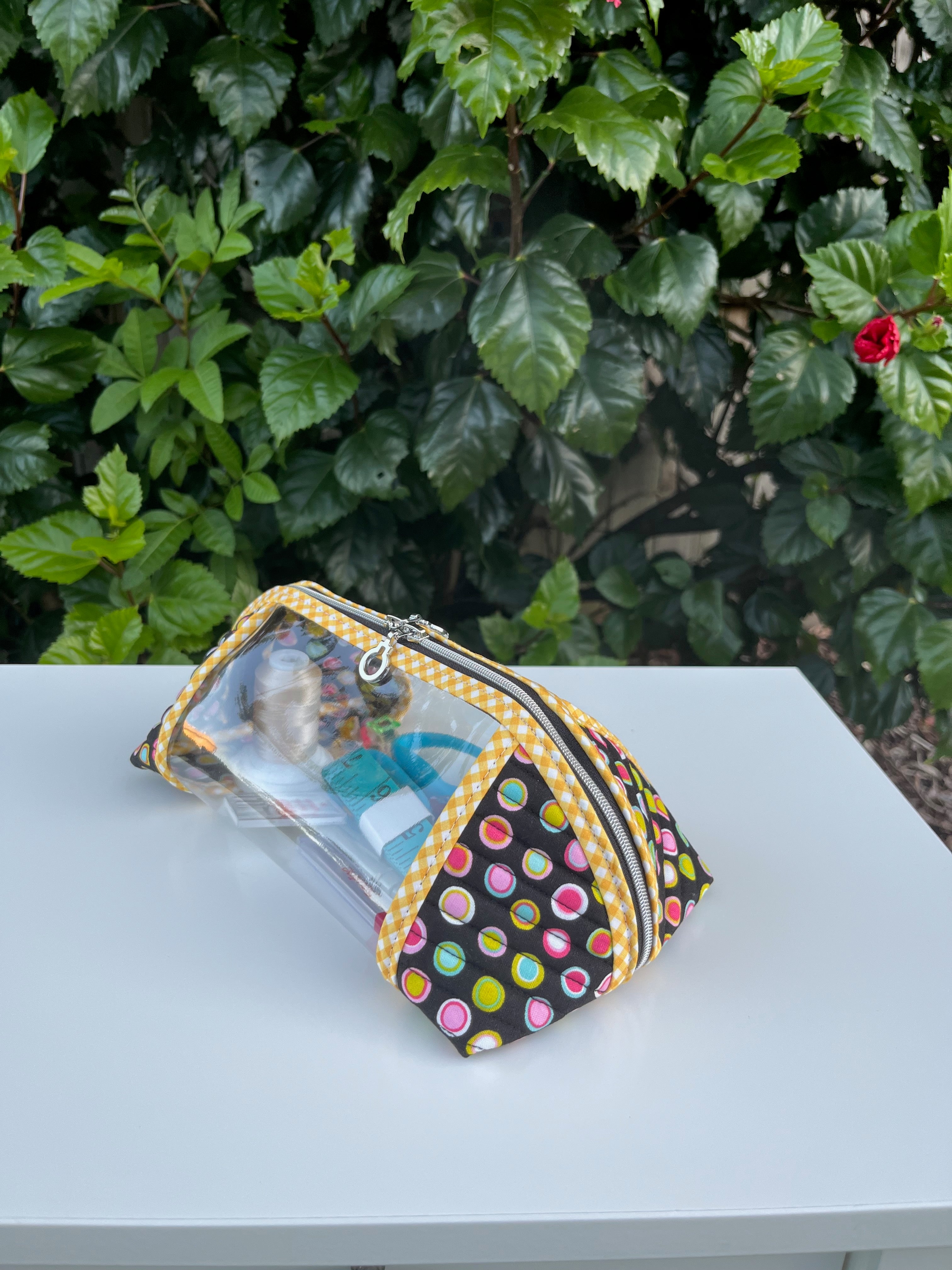 Clearly Trixie pouch - Black Licorice Inner Dots (Me and My Sister Designs)