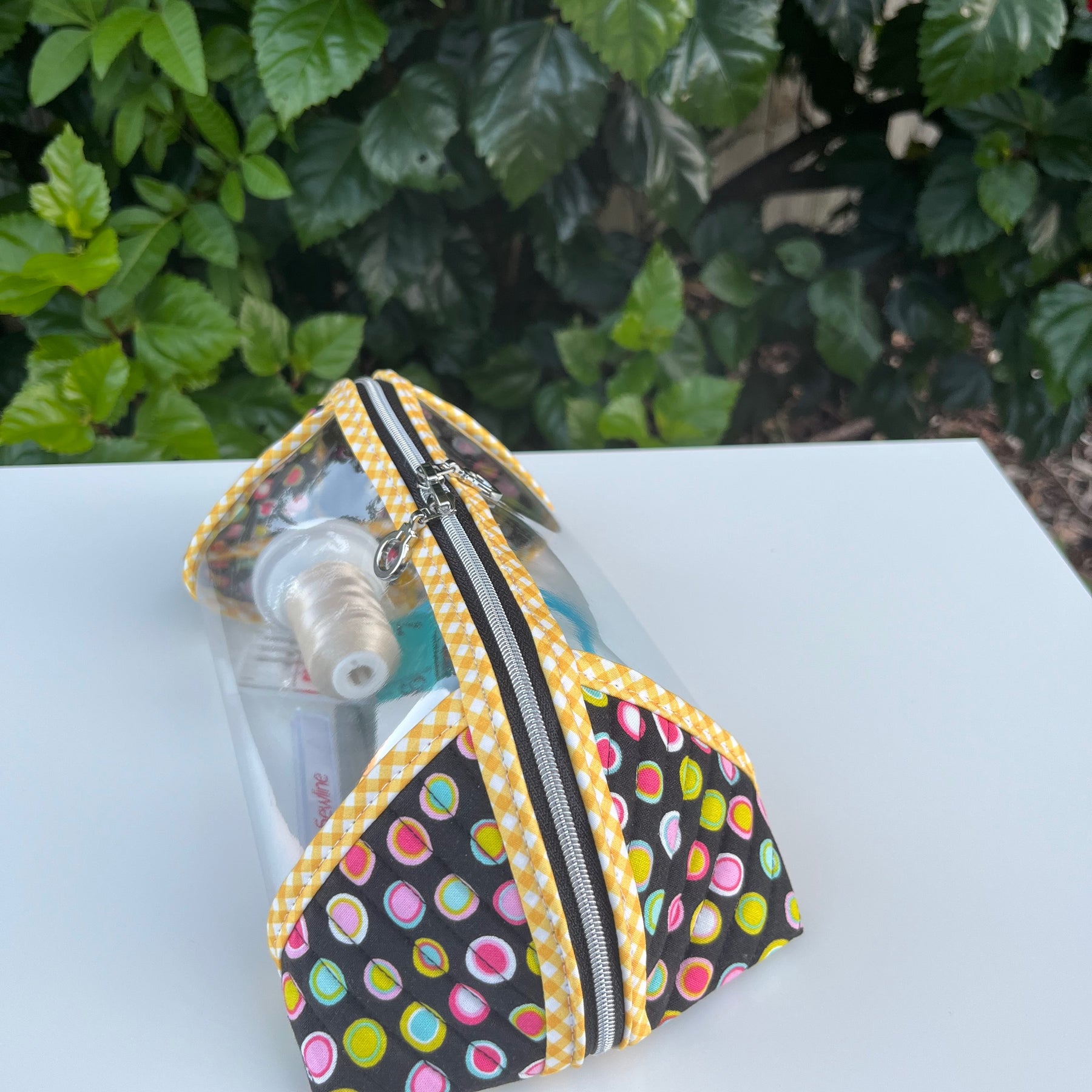Clearly Trixie pouch - Black Licorice Inner Dots (Me and My Sister Designs)