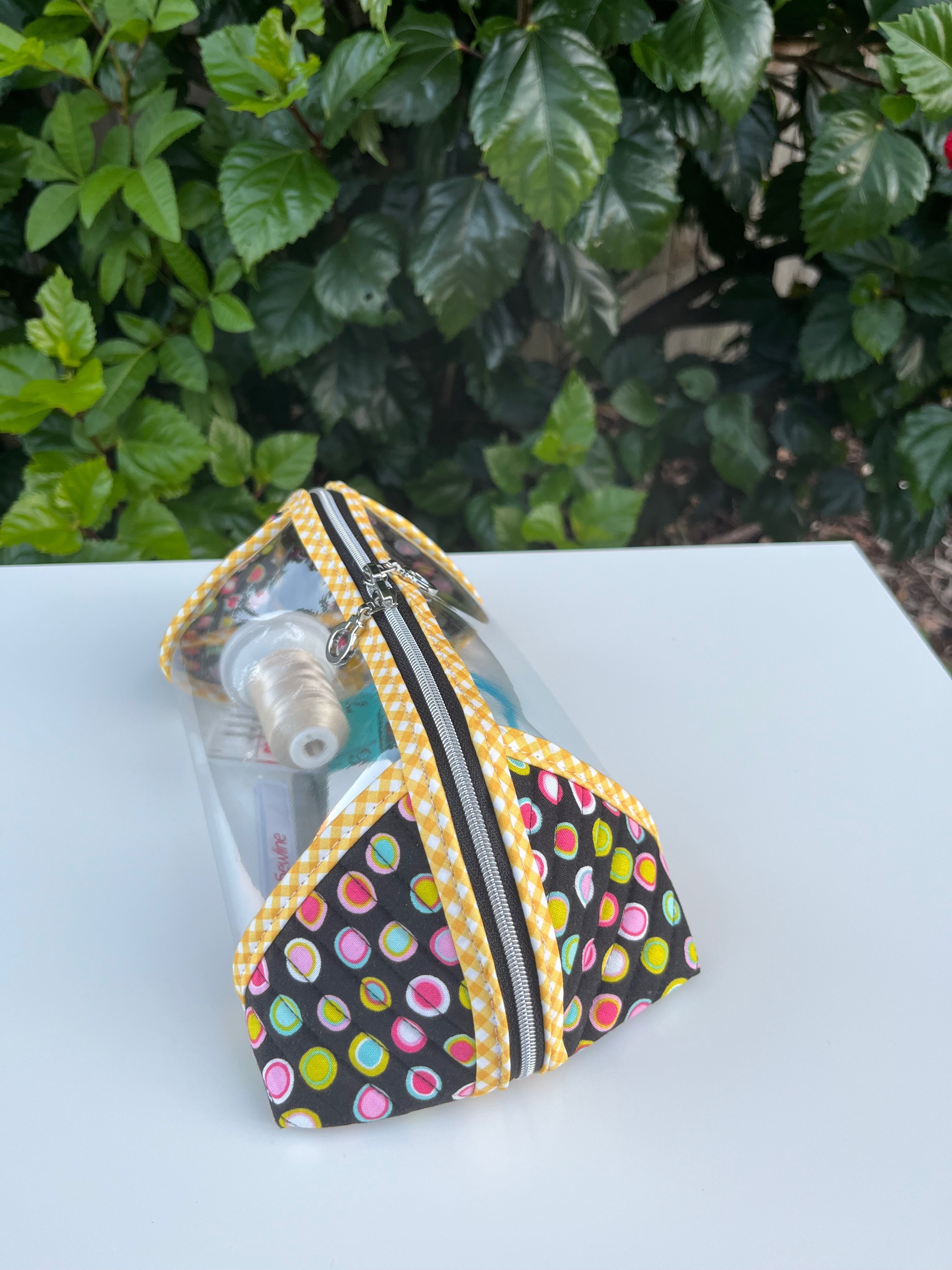 Clearly Trixie pouch - Black Licorice Inner Dots (Me and My Sister Designs)