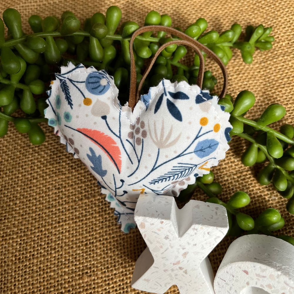 Collection of 5 Handmade hearts | organic fabric | rustic  look