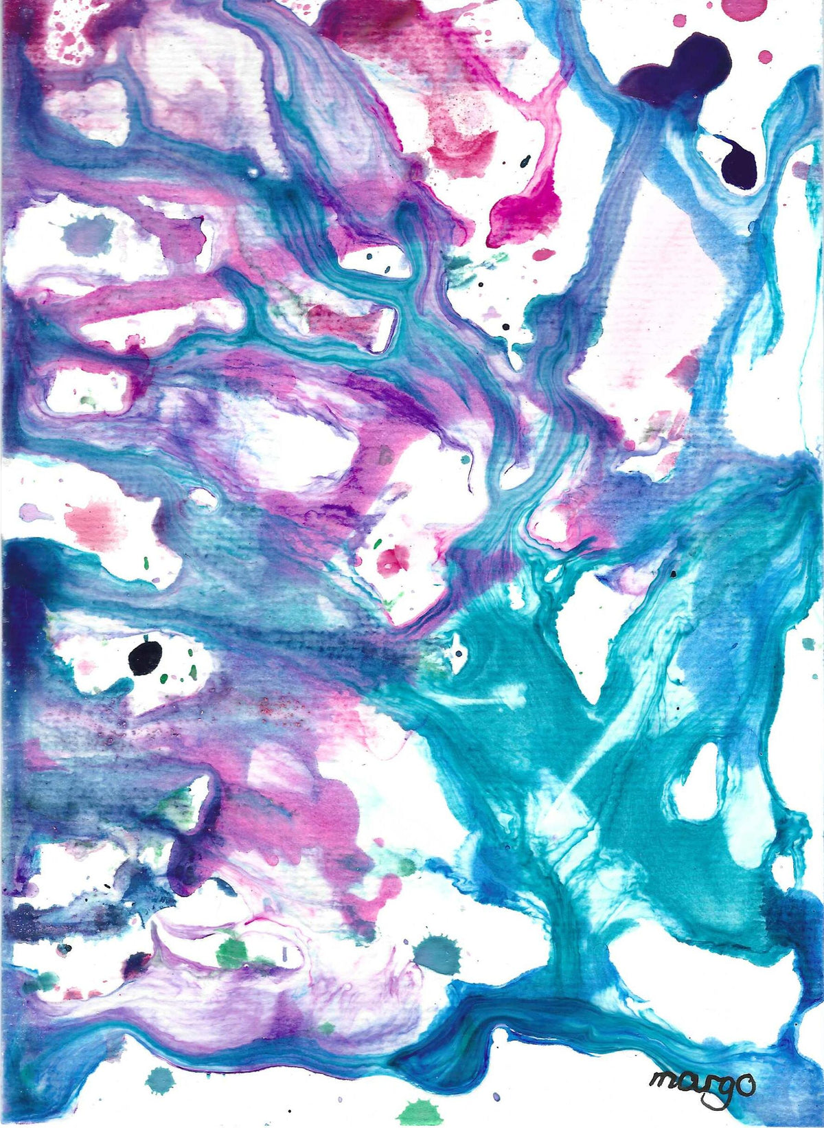 Water signals 4, A5 with white A4 frame picture mount, original painting