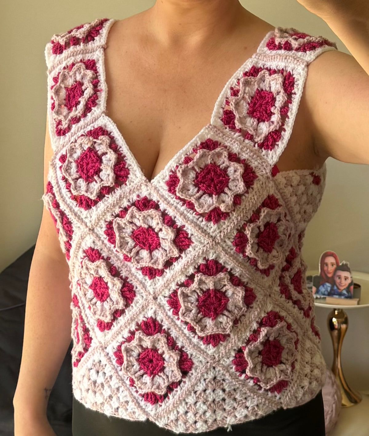 Hand Crochet Granny Square Top Size 12