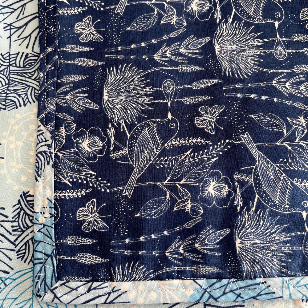 Handmade Baby Play Mat Quilt — 100% Organic Cotton | Reversible | Nature in Blue Tones