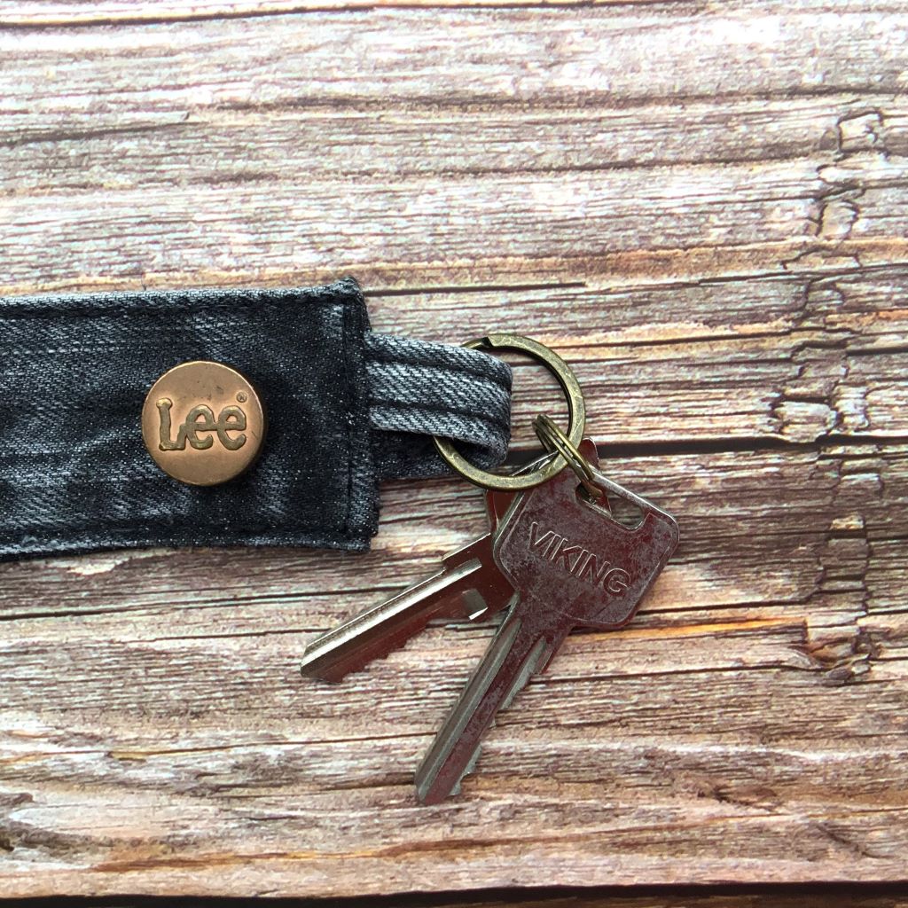 Black Upcycled Denim Key Ring Fob - Lee