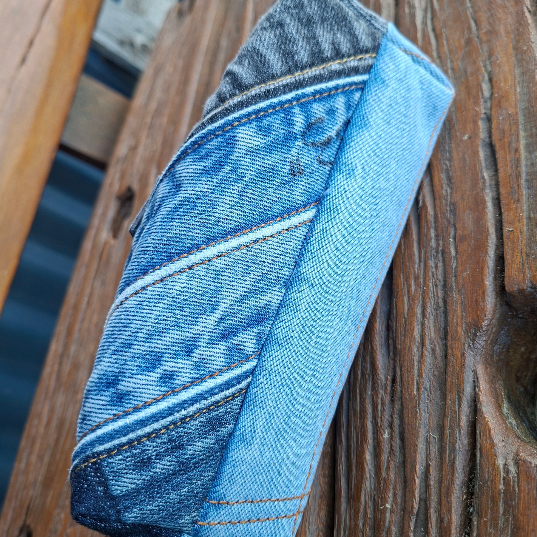 Faded Waistband Denim Make Up or Travel Pouch