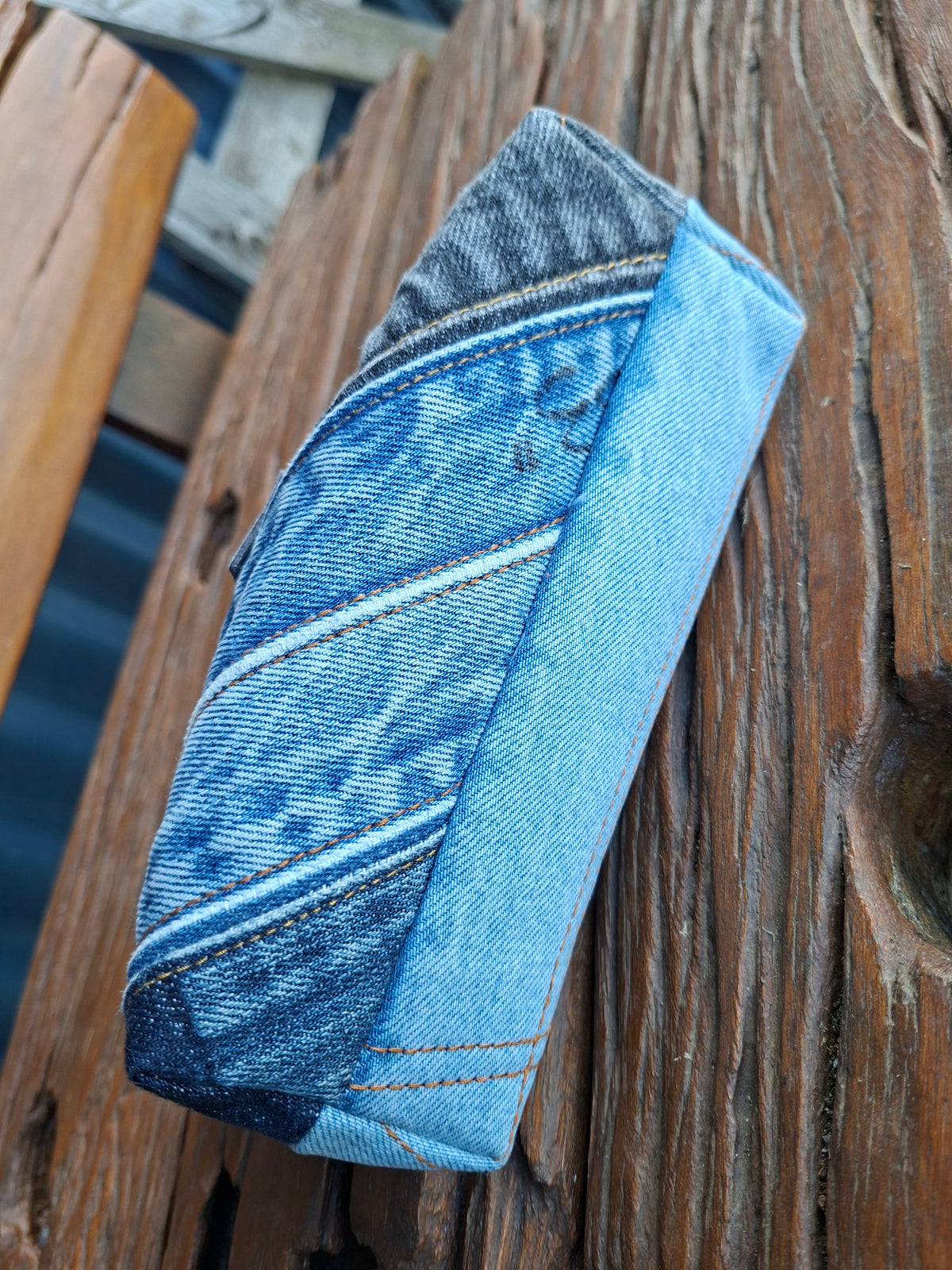 Faded Waistband Denim Make Up or Travel Pouch
