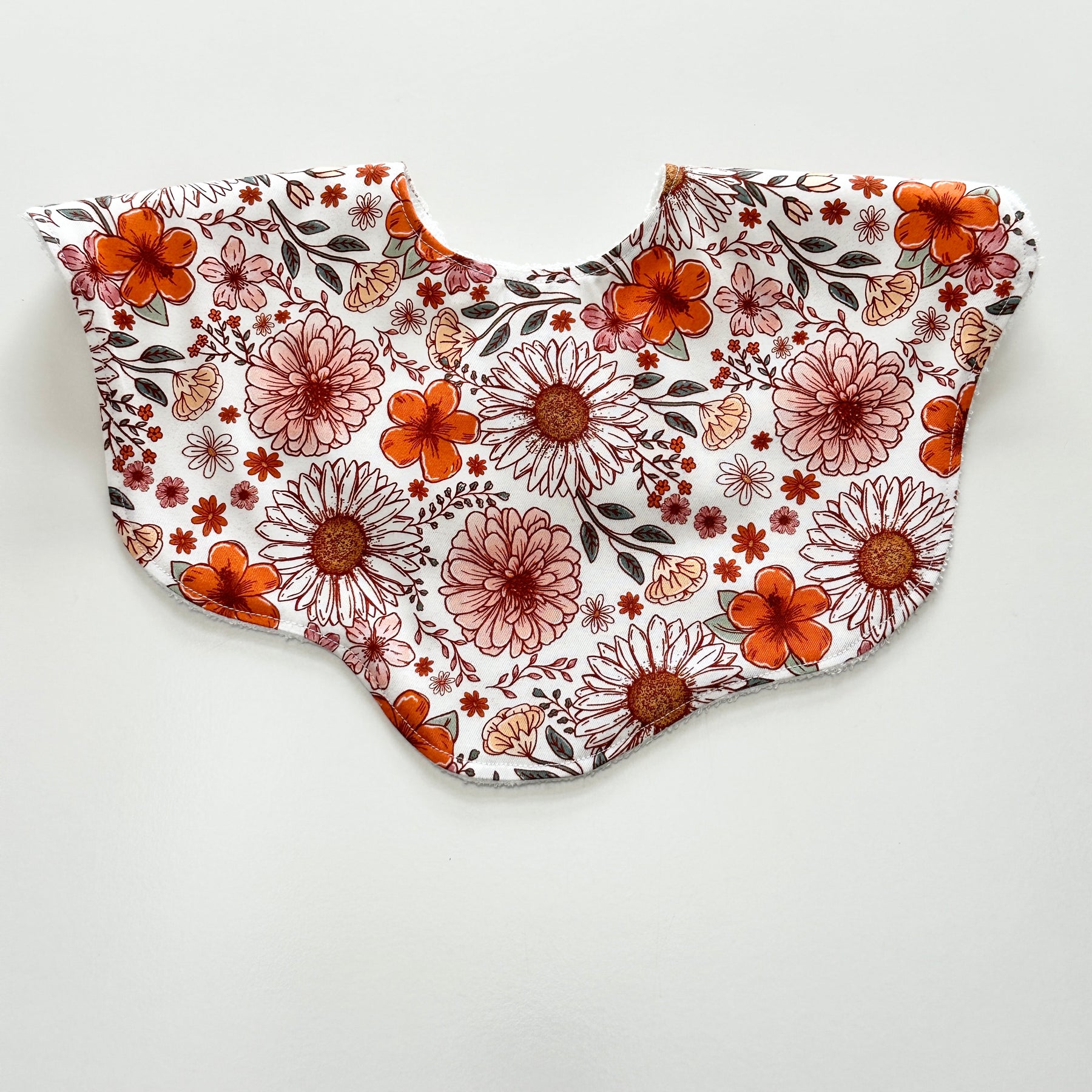 Autumn floral scalloped bib