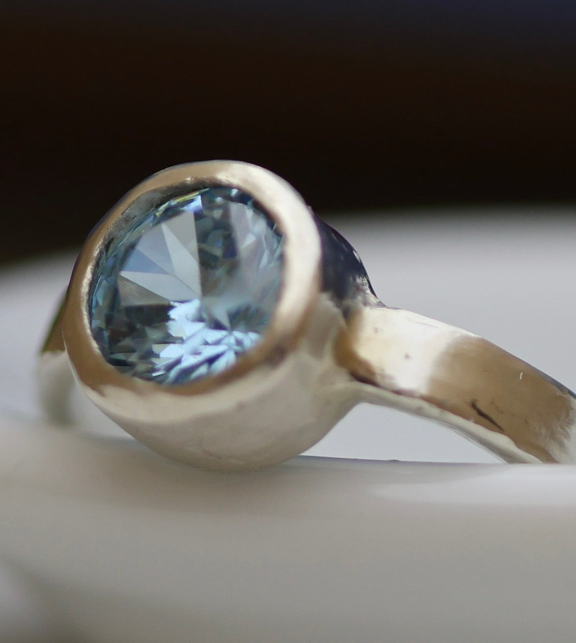 Pale Blue Aquamarine Stirling Silver Ring