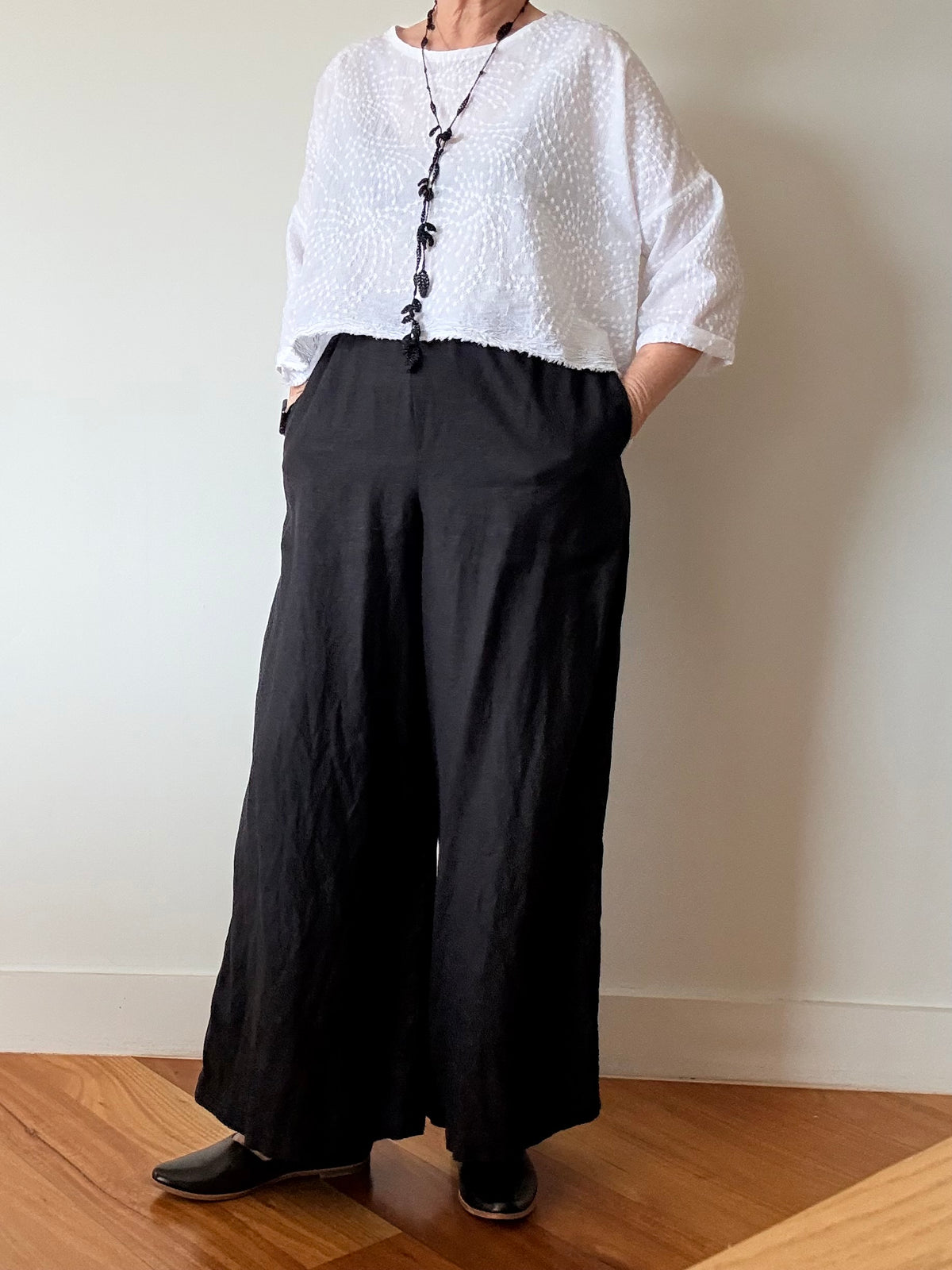 Textured Cotton Boxy Top - Crisp White