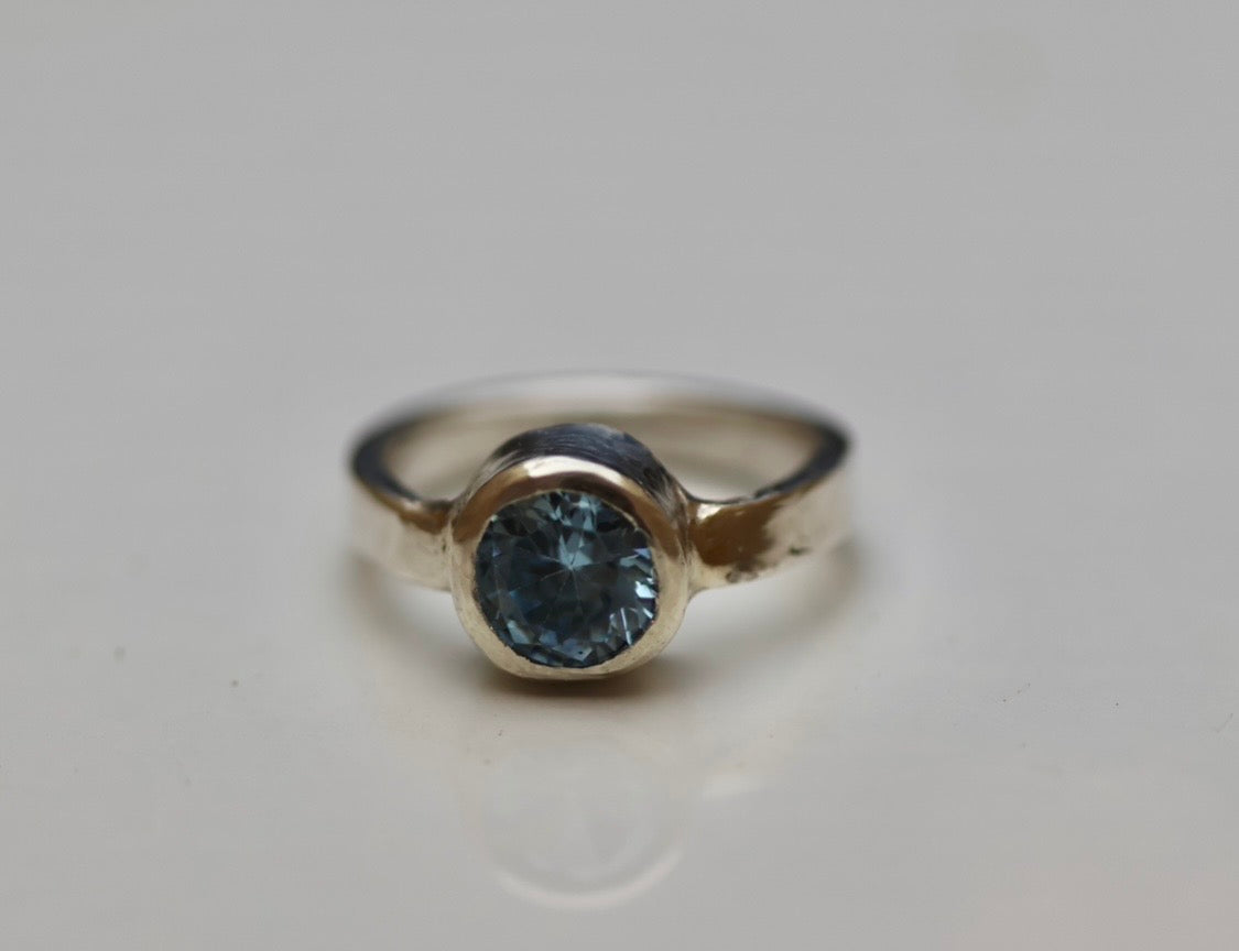 Pale Blue Aquamarine Stirling Silver Ring