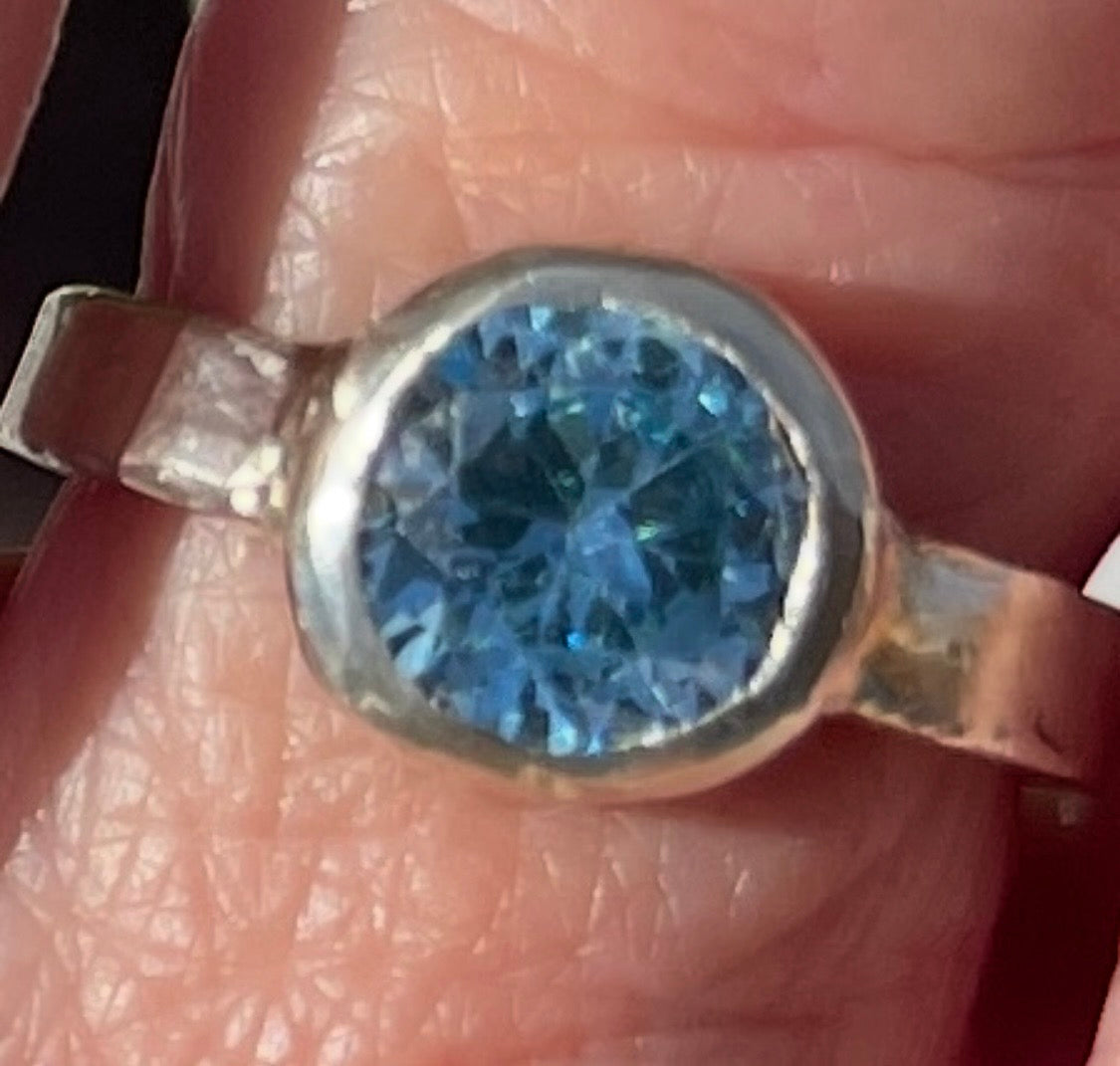 Pale Blue Aquamarine Stirling Silver Ring