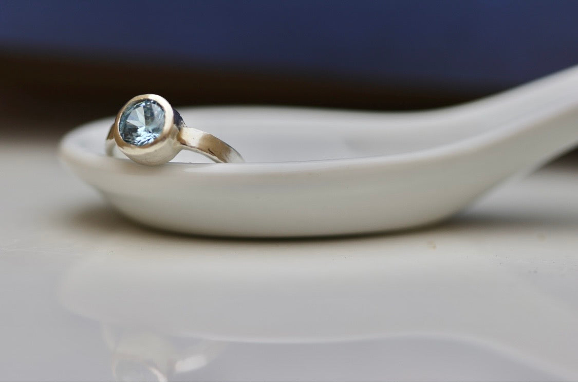 Pale Blue Aquamarine Stirling Silver Ring