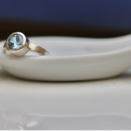 Pale Blue Aquamarine Stirling Silver Ring