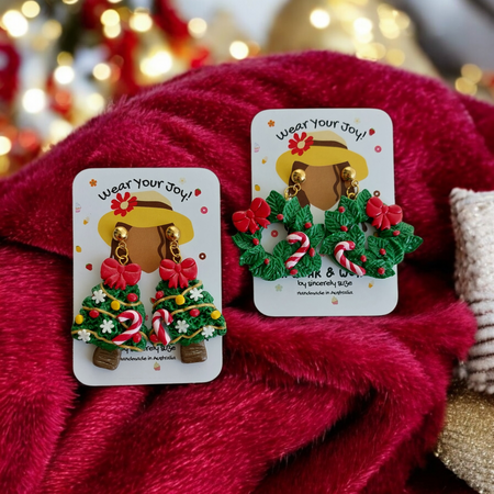 Polymer Clay Earrings  - Holiday Dangles Collection