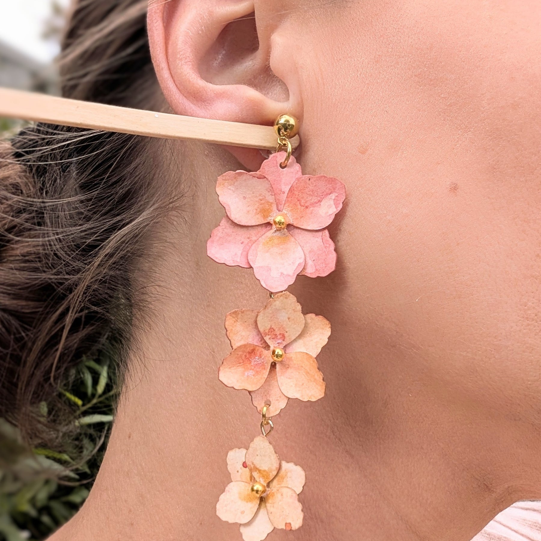 Handmade Floral Statement Earrings | Lightweight Paper Jewellery | Australian Made
