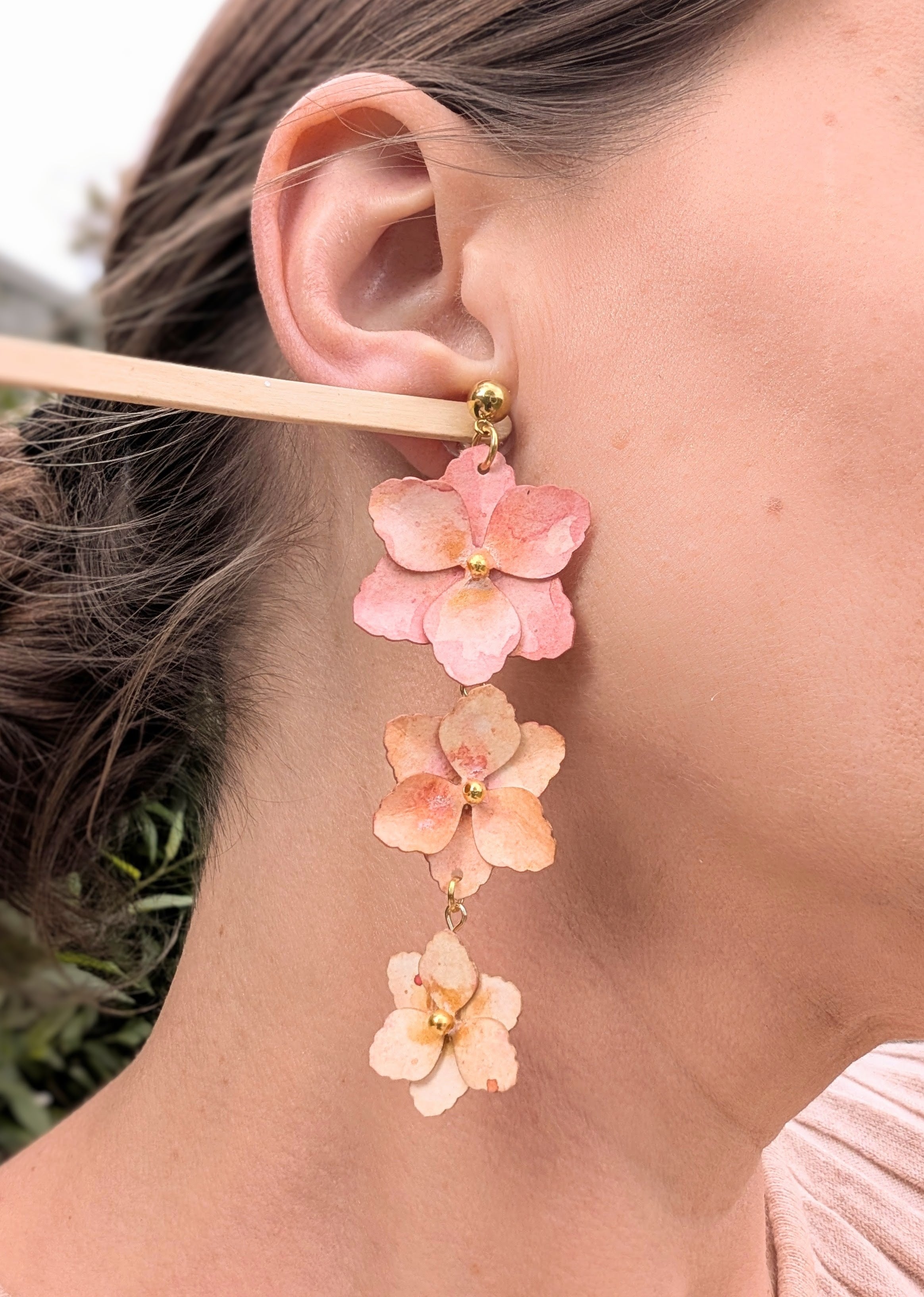 Handmade Floral Statement Earrings | Lightweight Paper Jewellery | Australian Made