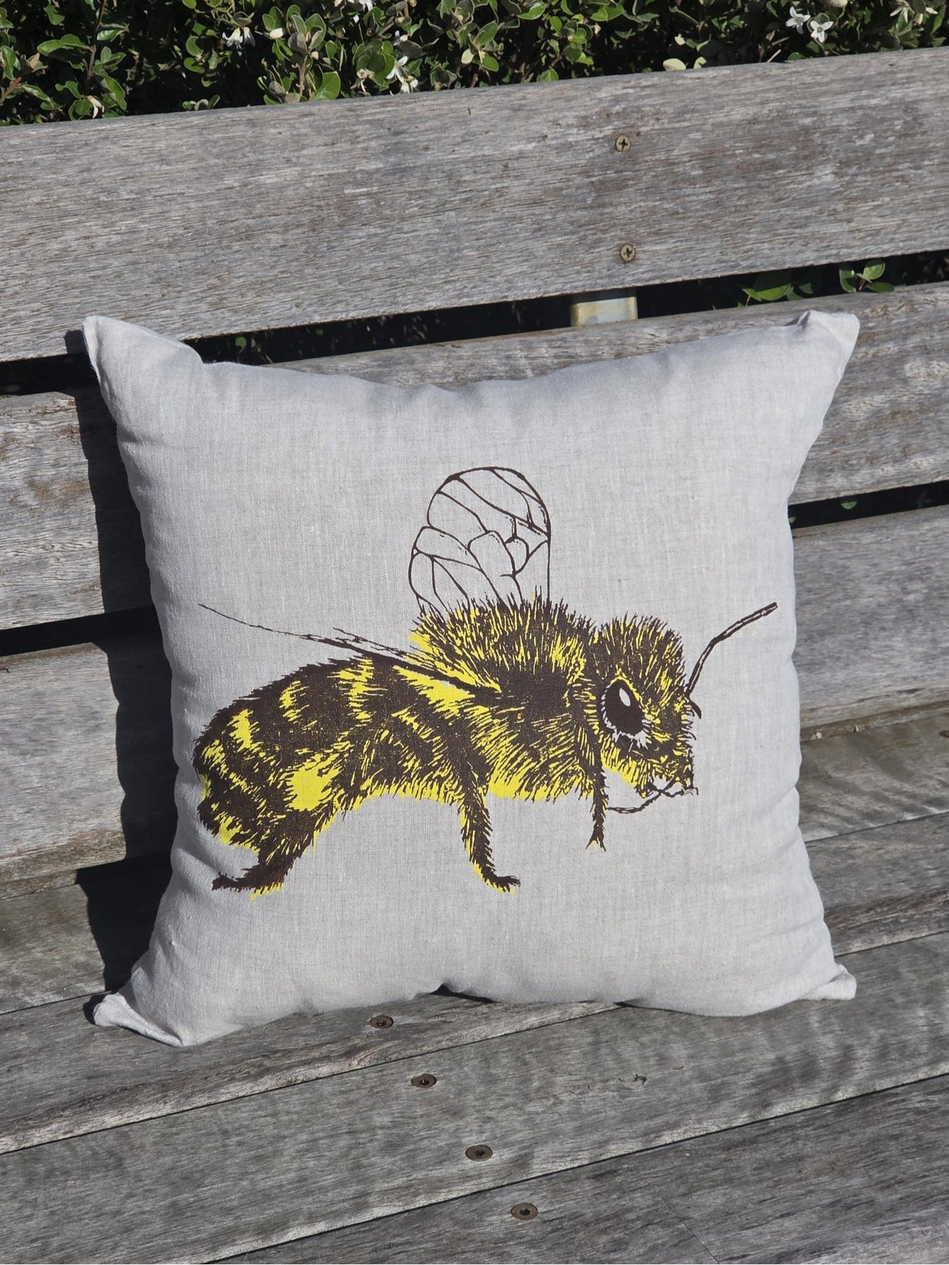 Hand Screen Printed Honey Bee- Oatmeal Cushion Covers