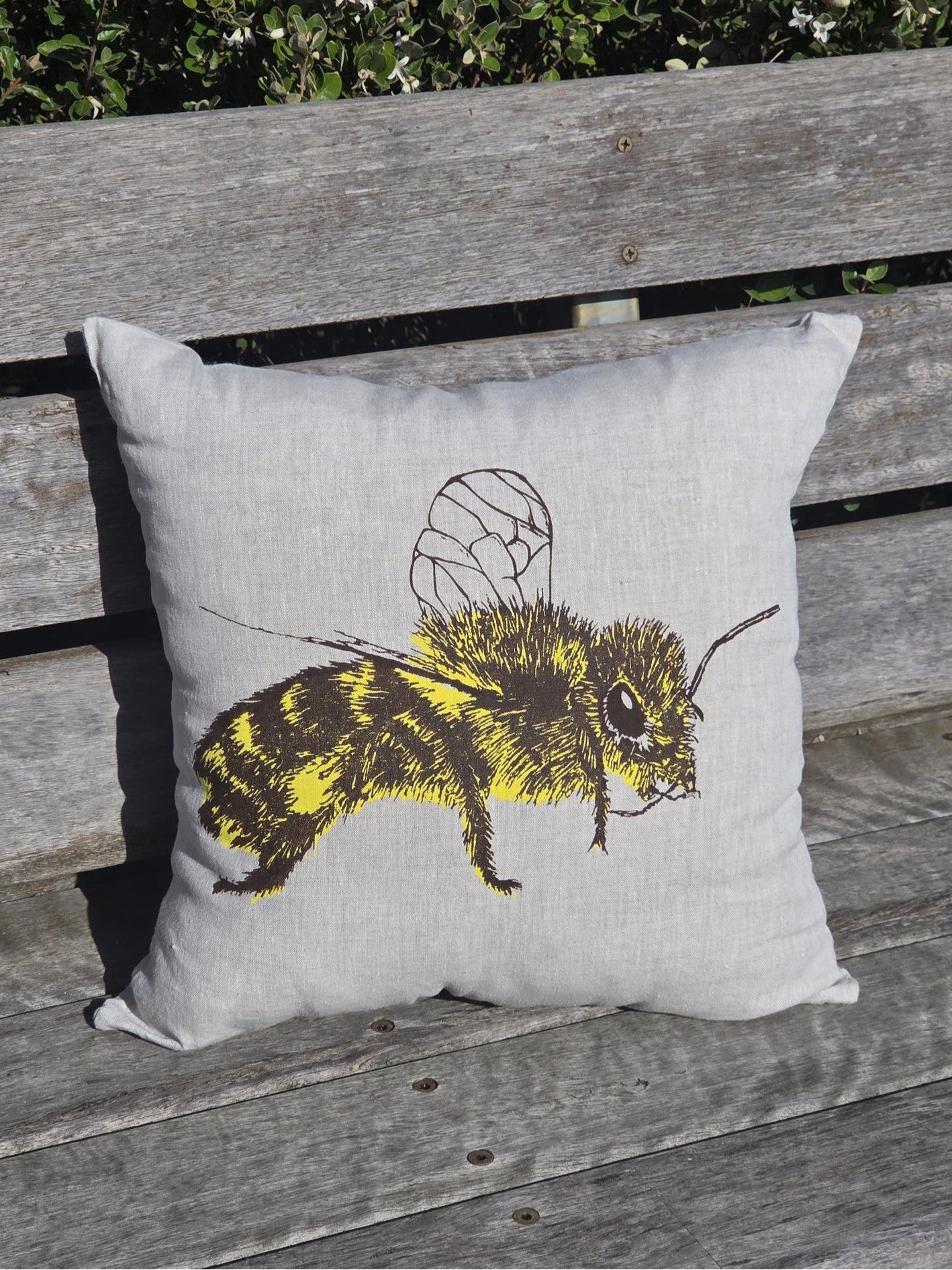 Hand Screen Printed Honey Bee- Oatmeal Cushion Covers