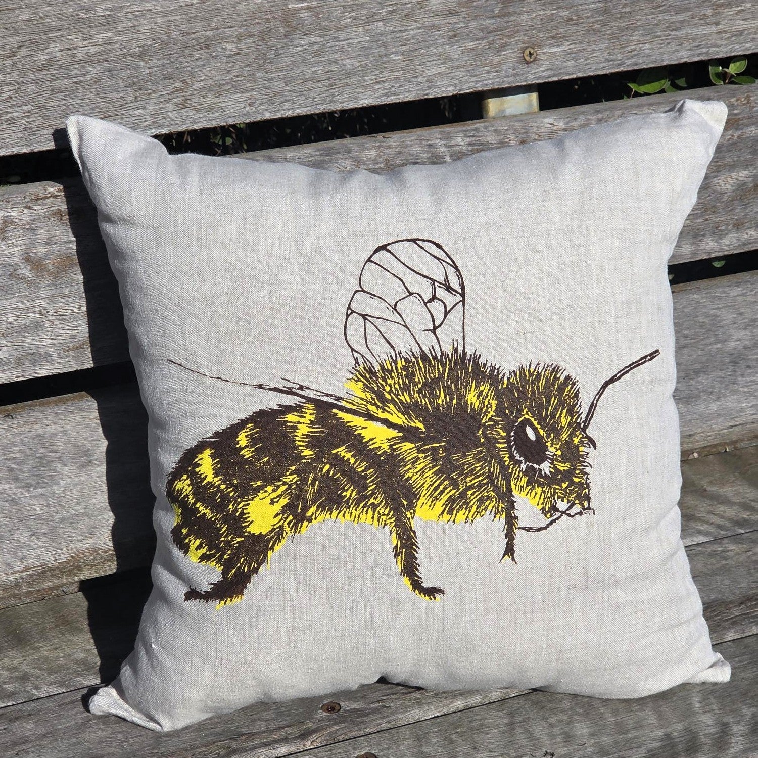 Hand Screen Printed Honey Bee- Oatmeal Cushion Covers
