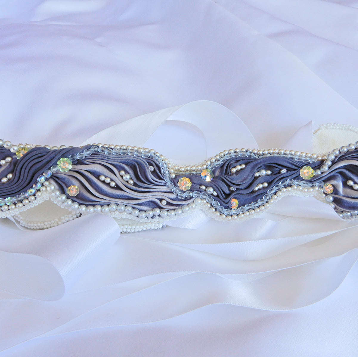 Bead Embroidered Bridal Sash Belt