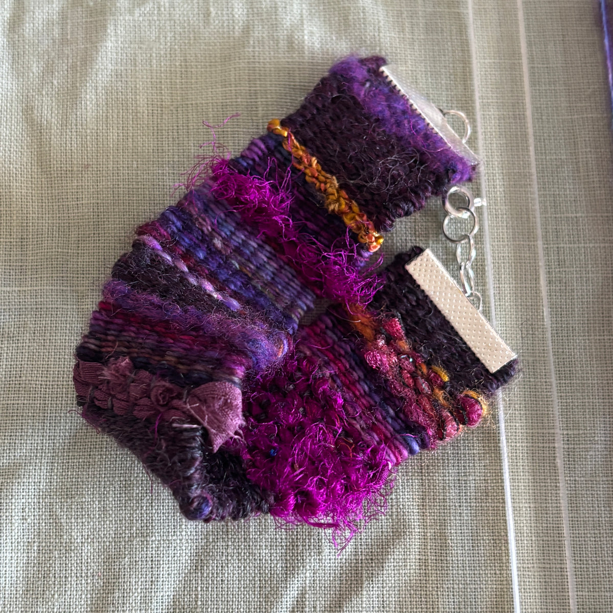 Handwoven Textile Fibre Art Bracelet