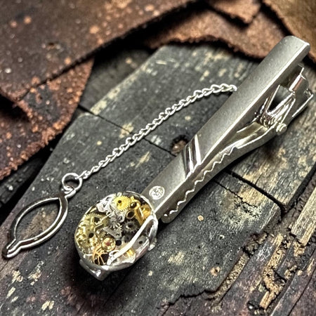 Steampunk watch parts tie clip/pin