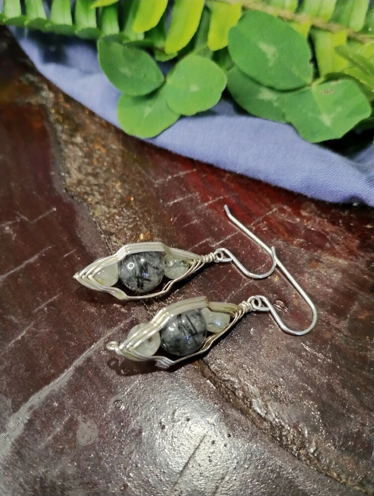 Tourmalinated Quartz Sterling Silver Earrings