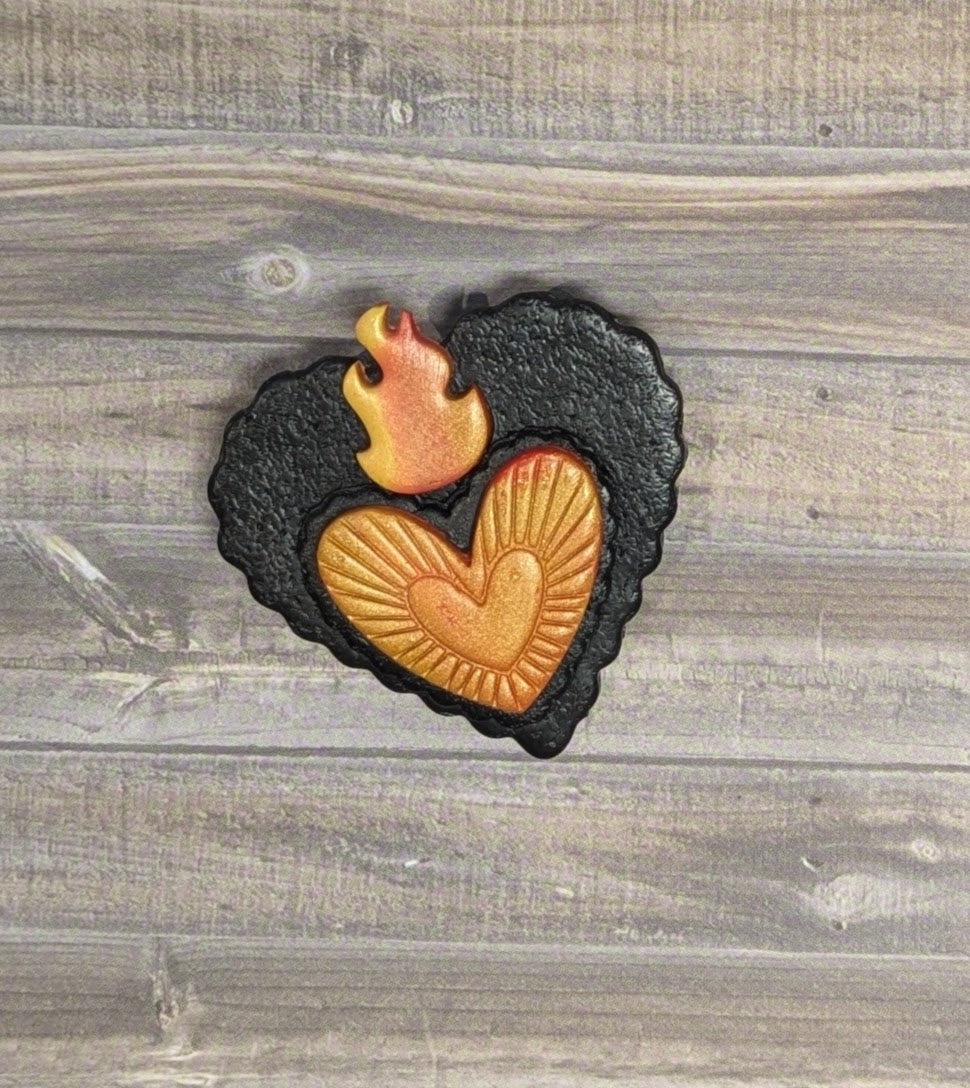 Flaming Heart Brooch