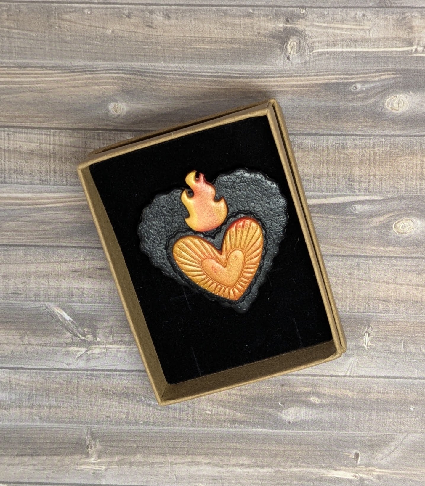 Flaming Heart Brooch