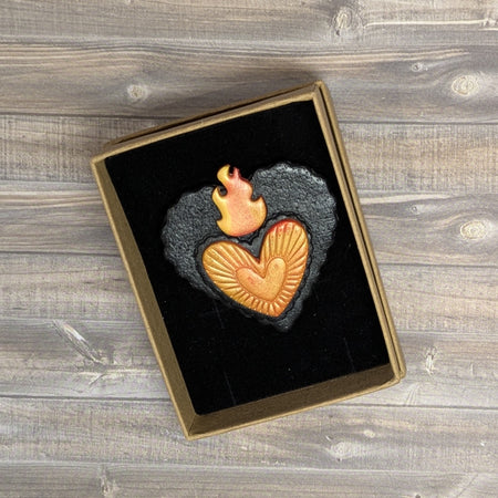 Flaming Heart Brooch
