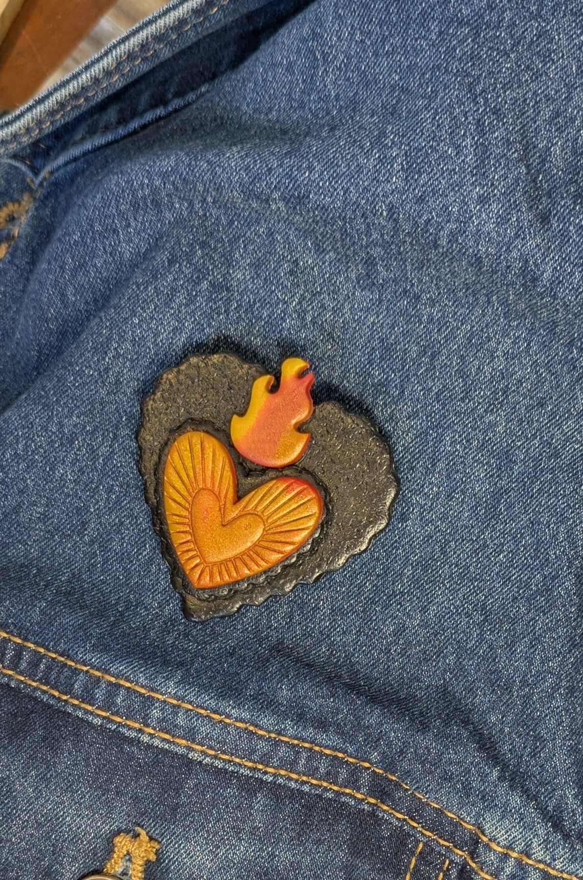 Flaming Heart Brooch