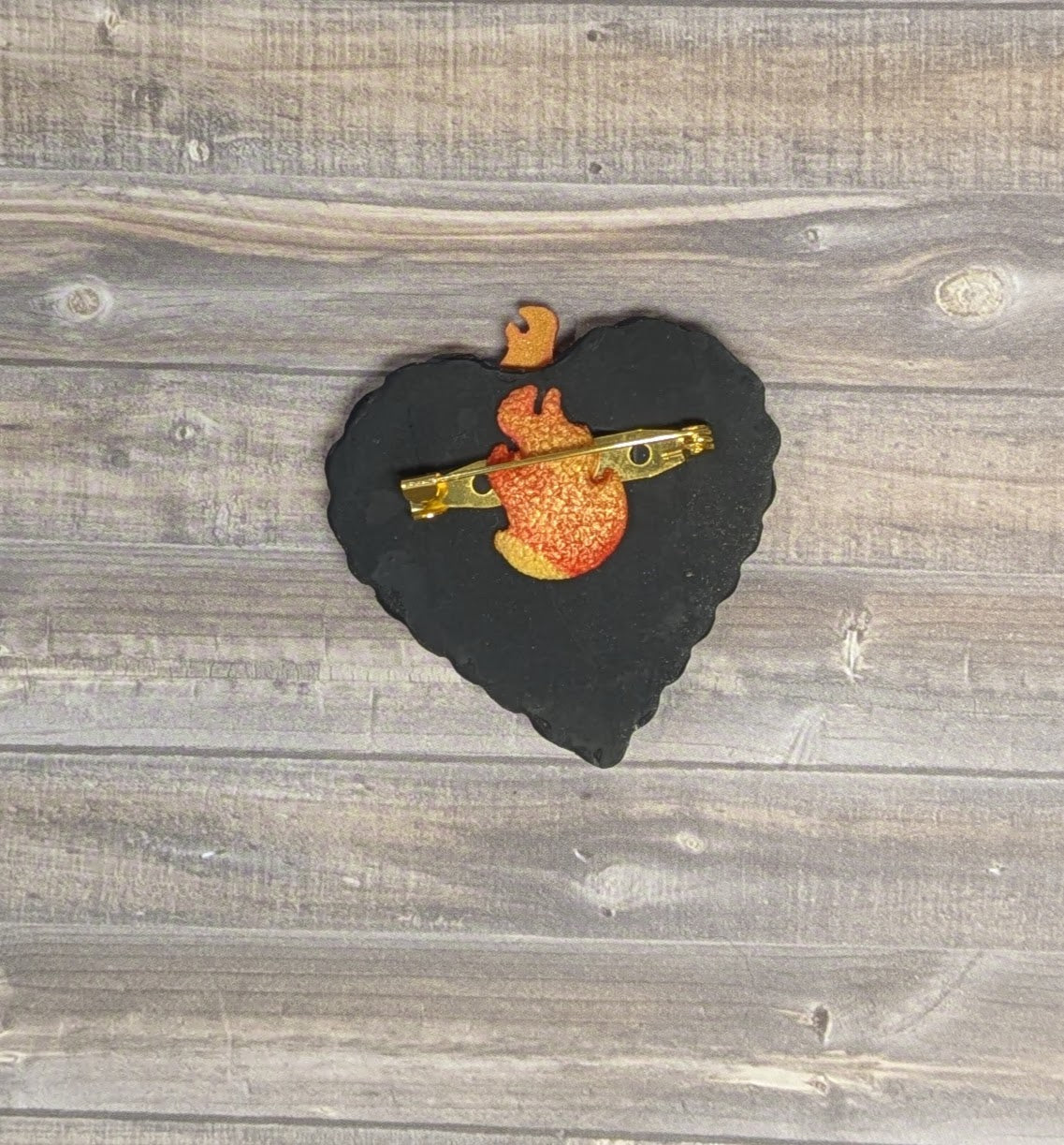 Flaming Heart Brooch