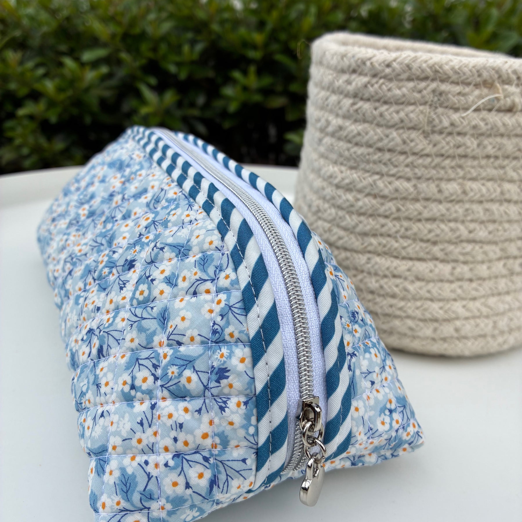 Quilted Trixie Zip Pouch – Mitsi Valeria Blue (Liberty of London)