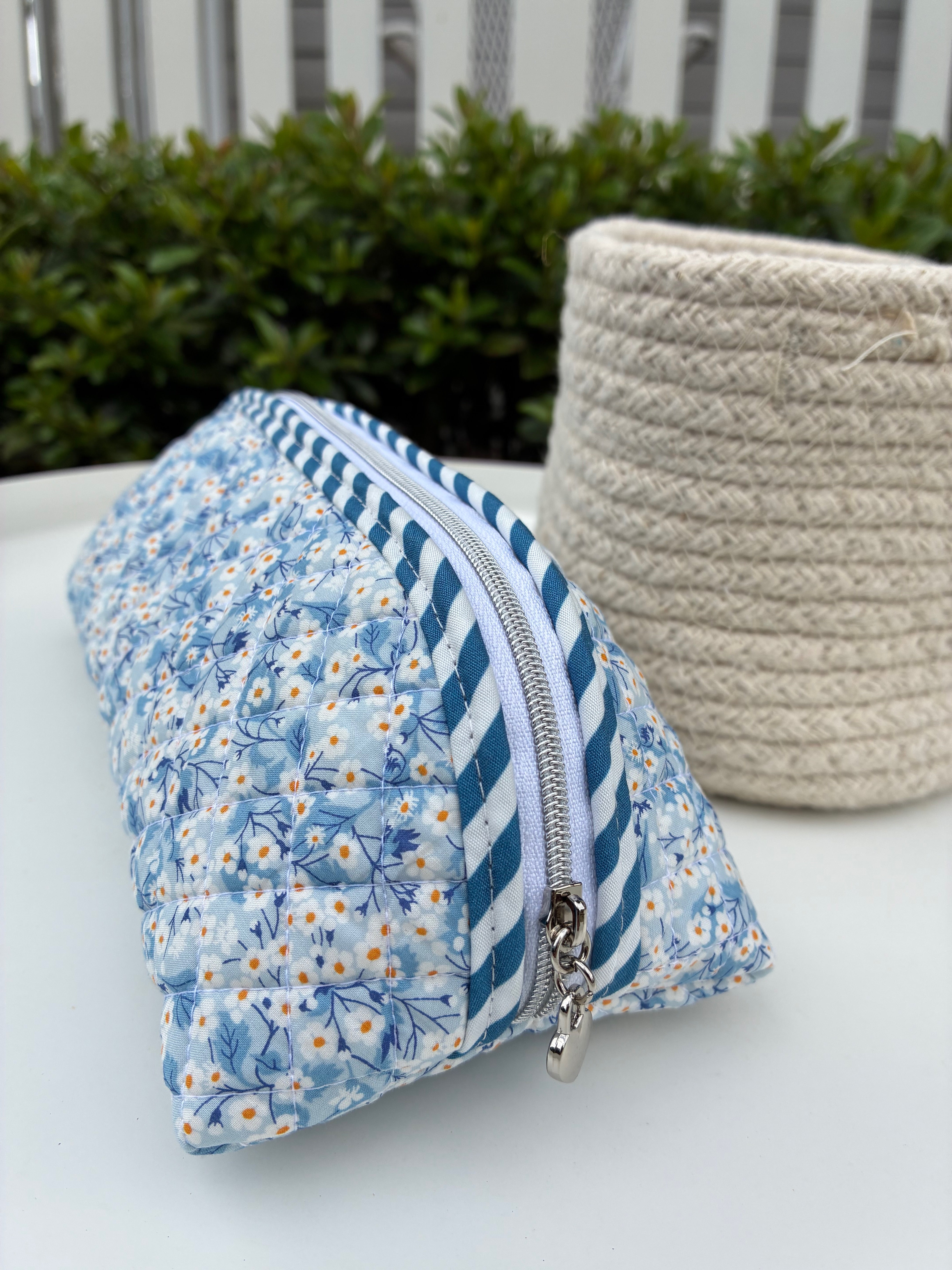 Quilted Trixie Zip Pouch – Mitsi Valeria Blue (Liberty of London)