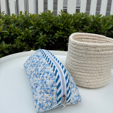 Quilted Trixie Zip Pouch – Mitsi Valeria Blue (Liberty of London)