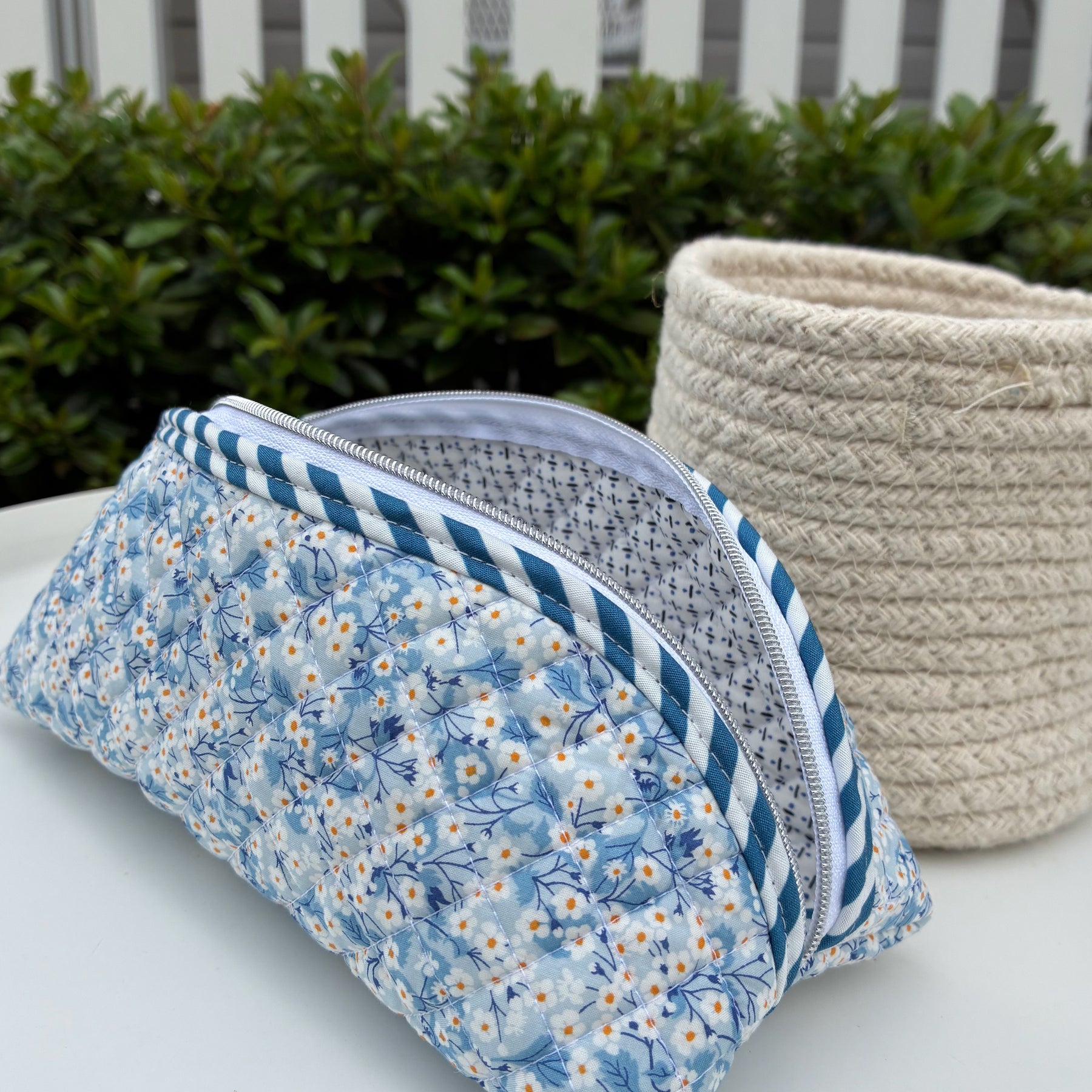 Quilted Trixie Zip Pouch – Mitsi Valeria Blue (Liberty of London)