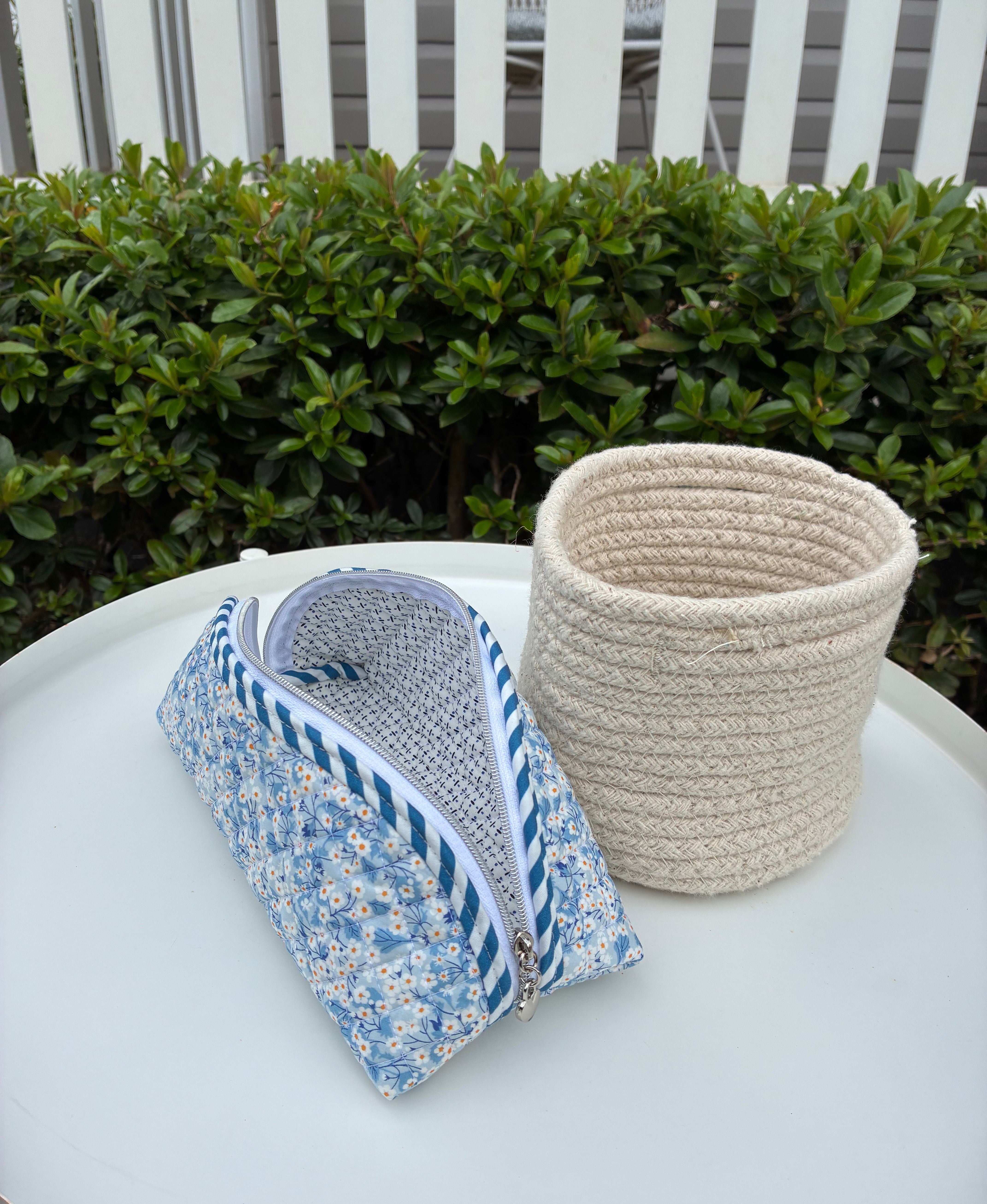 Quilted Trixie Zip Pouch – Mitsi Valeria Blue (Liberty of London)