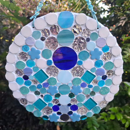Beautiful Blue Stained Glass Mosaic Light Catcher | Handmade Mosaic Garden Decoration