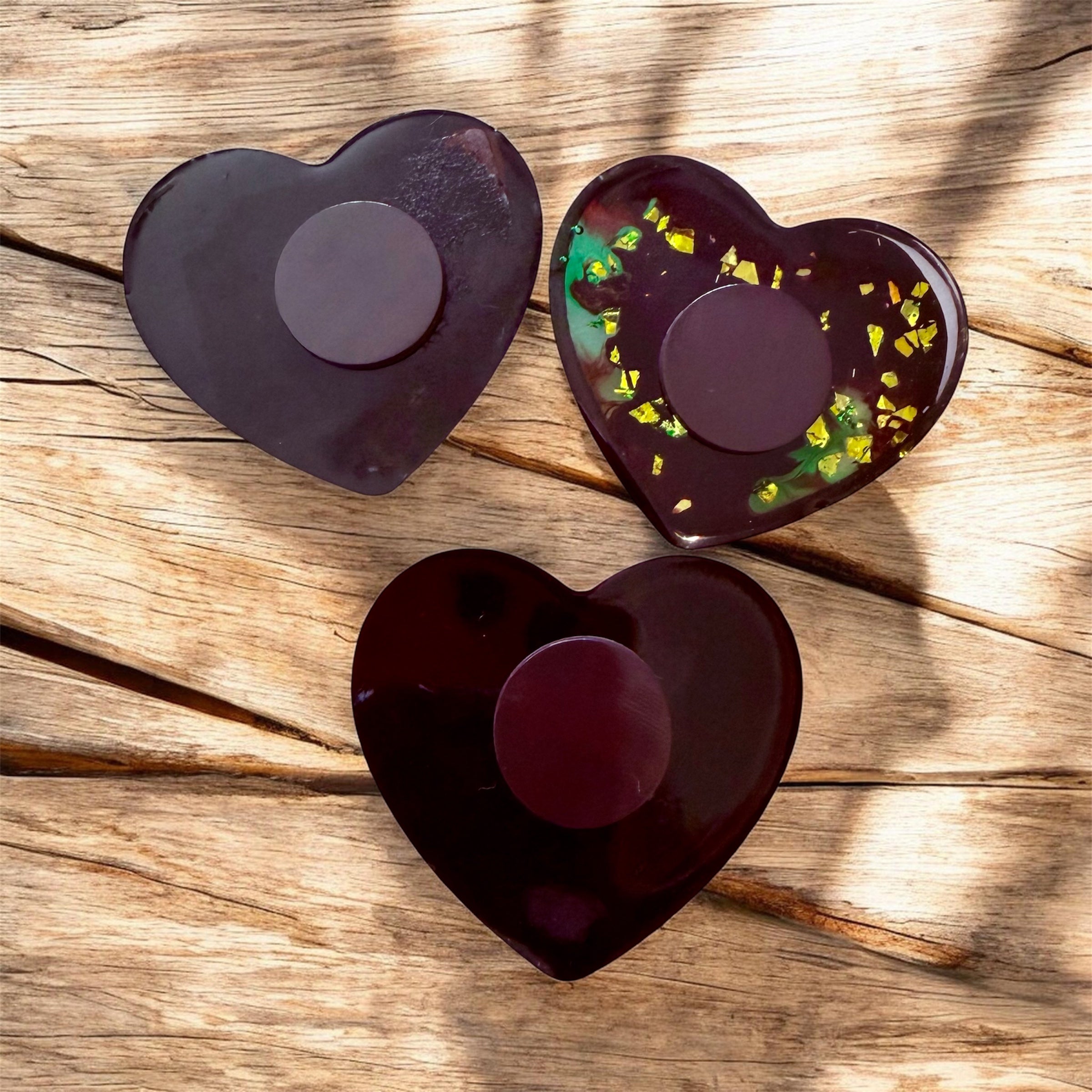 Set of 3 of Black And Gold Heart magnets