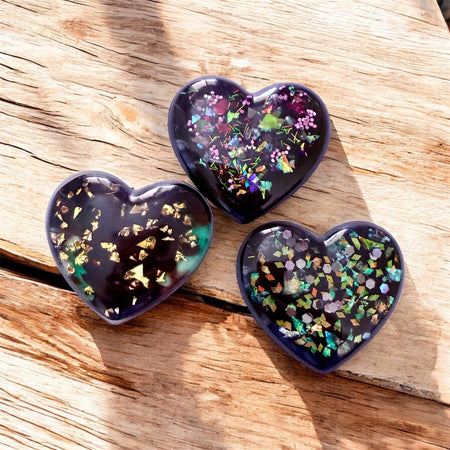 Set of 3 of Black And Gold Heart magnets