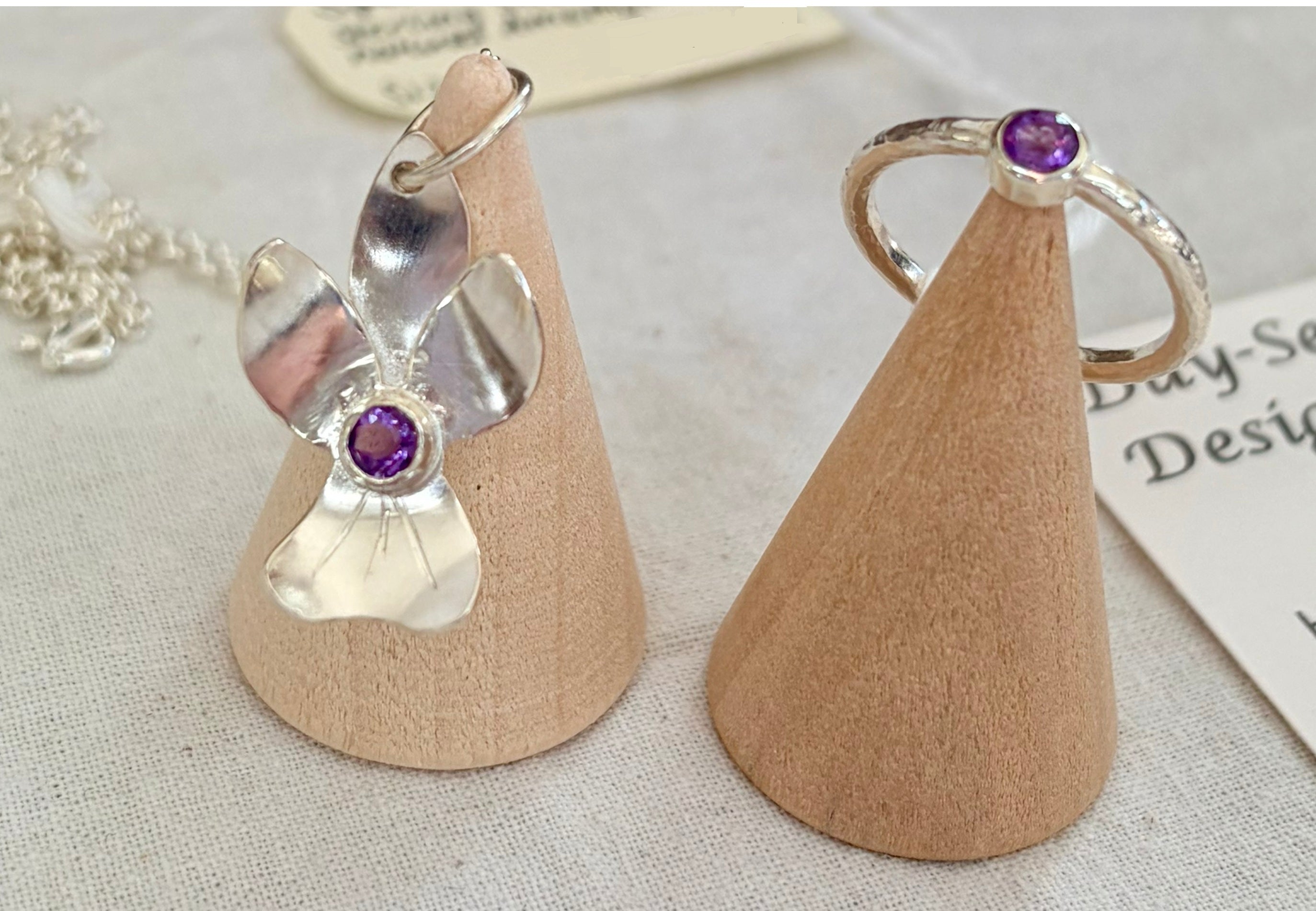 Violet Amethyst Sterling Silver Pendant Necklace
