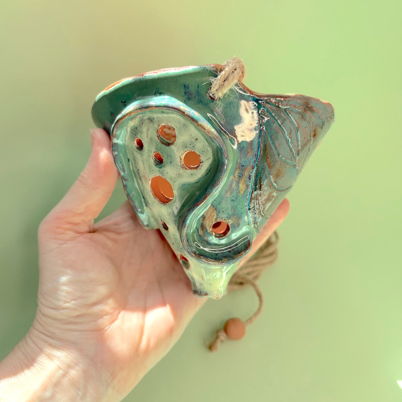 Ceramic hanging shallow cone orchid pot