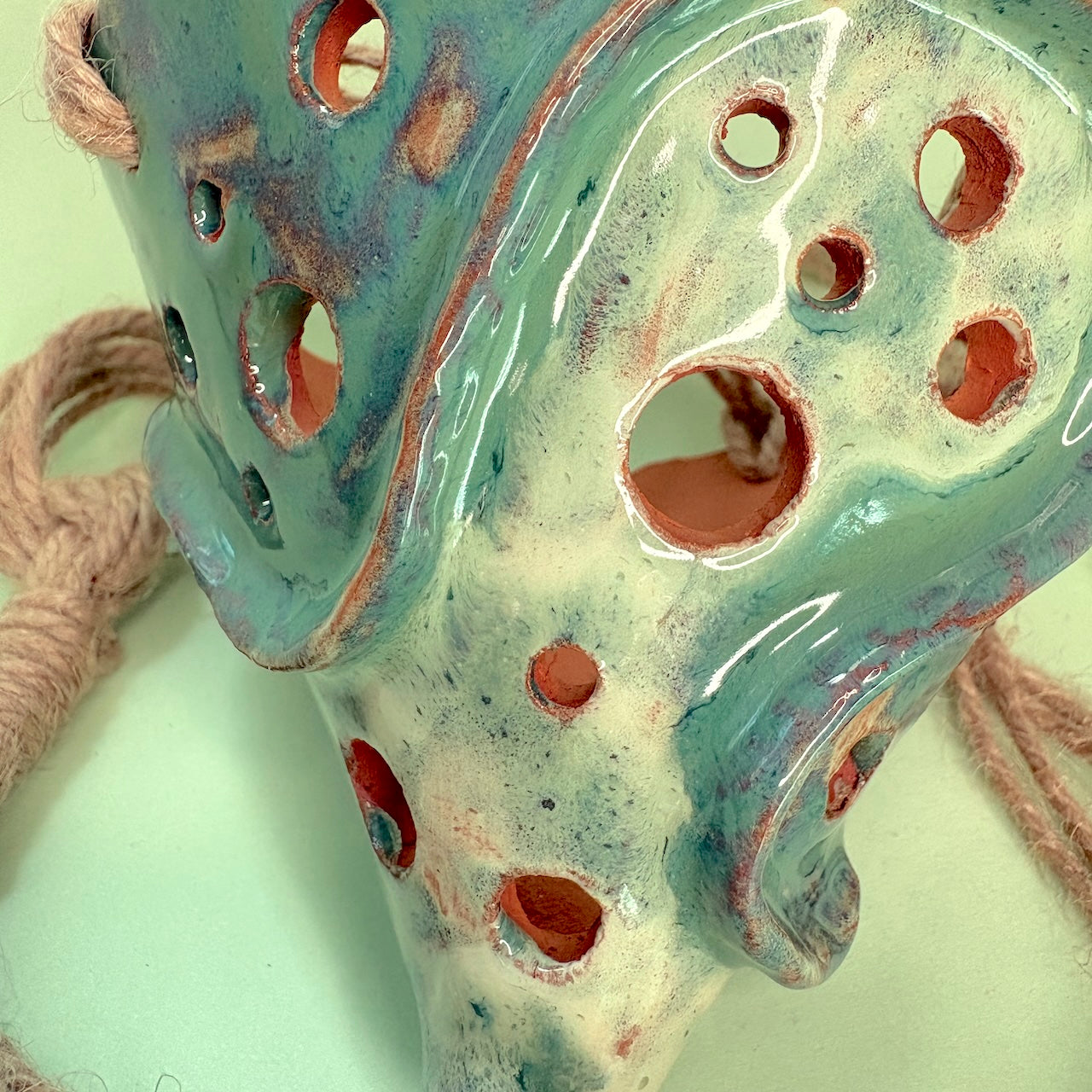 Ceramic hanging shallow cone orchid pot