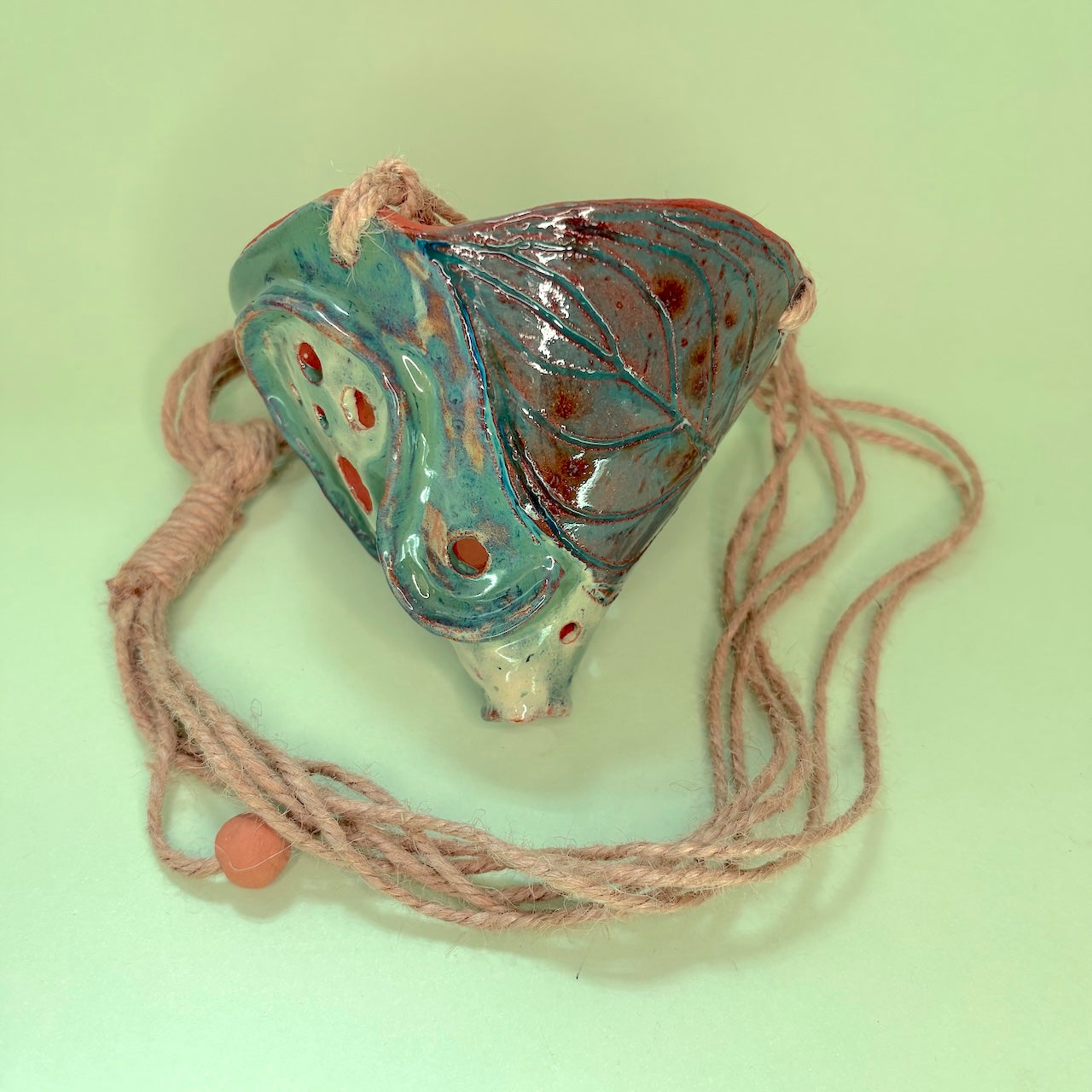 Ceramic hanging shallow cone orchid pot