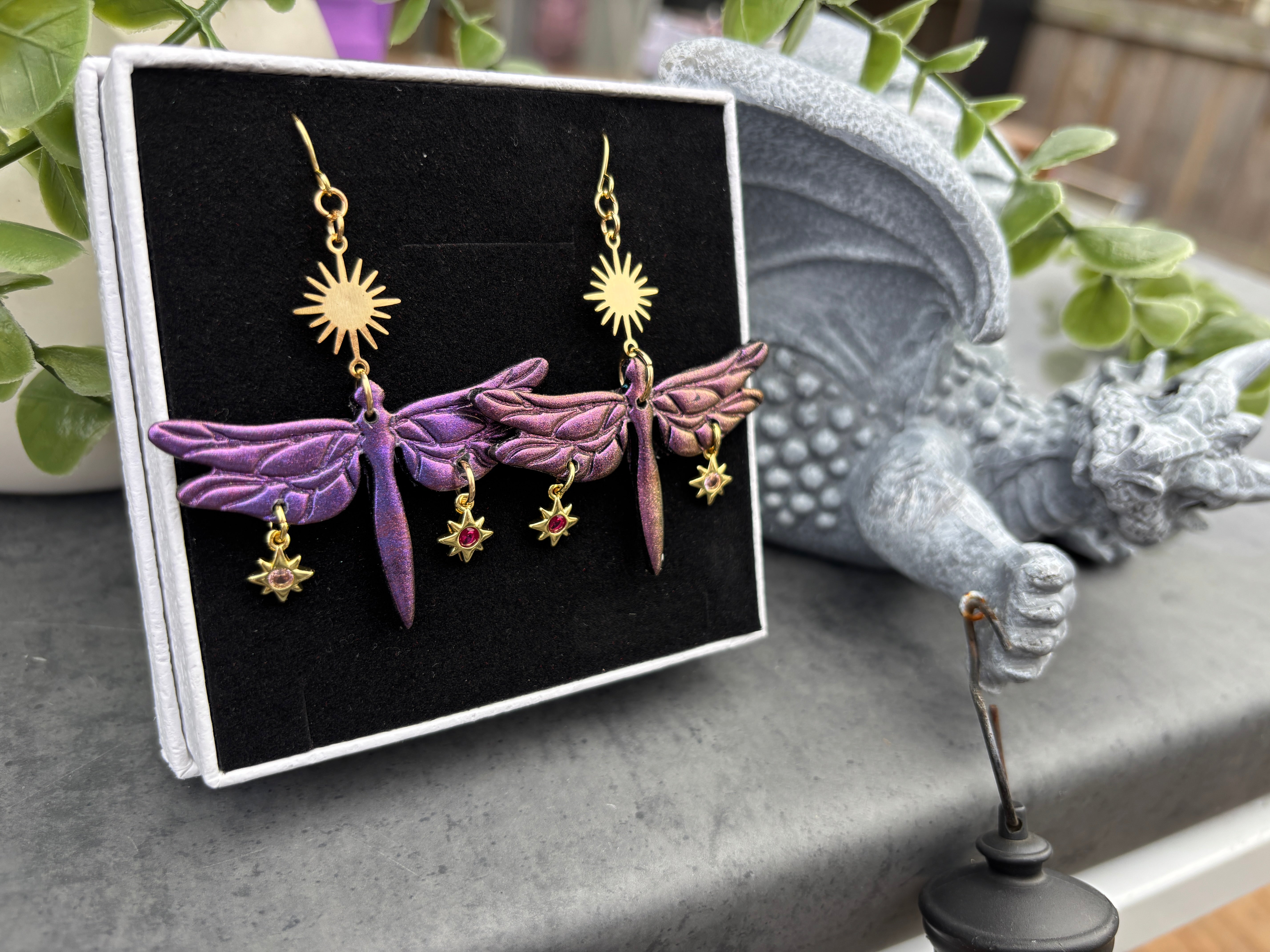 Celestial Dragonfly Statement Earrings