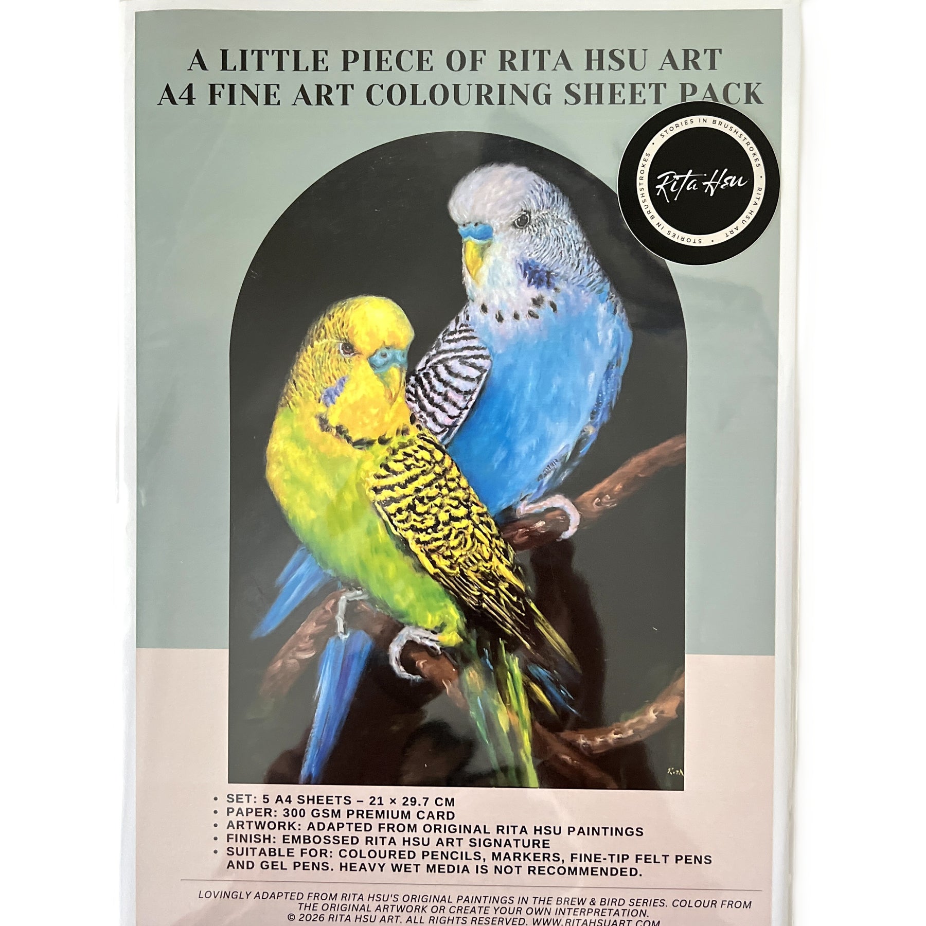 A4 Fine Art Colouring Collection | 5 Bird Designs Per Pack