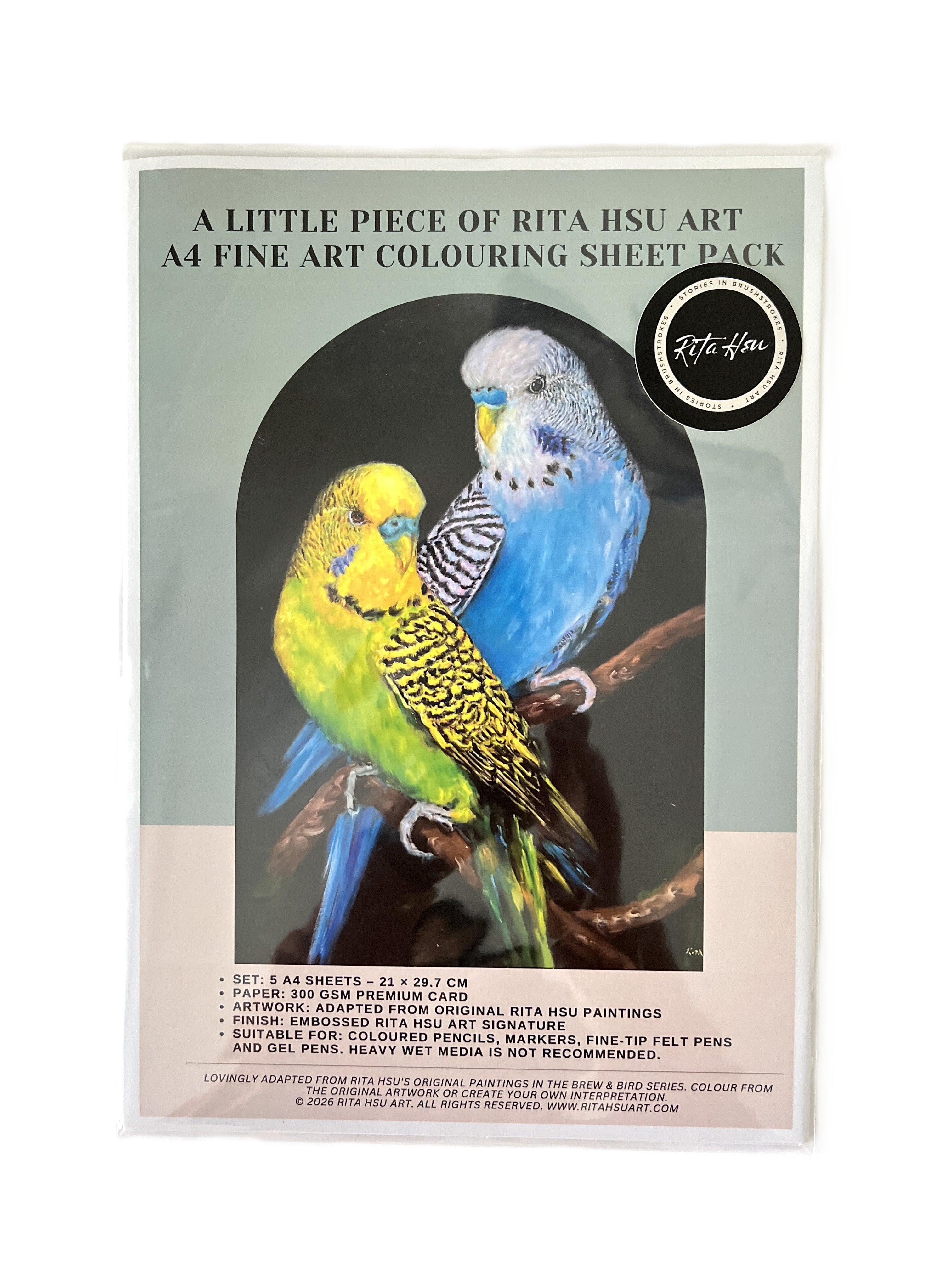 A4 Fine Art Colouring Collection | 5 Bird Designs Per Pack