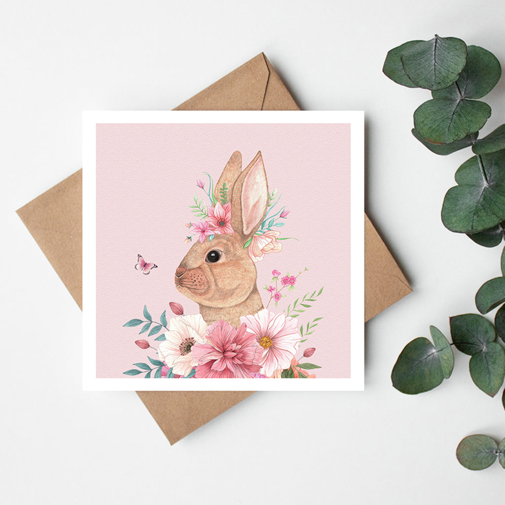 Floral Bunny Greetings Card