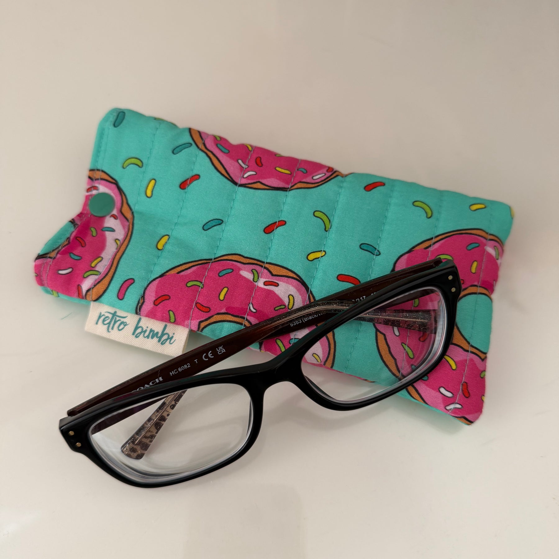 Quilted Glasses Case - Strawberry Donut